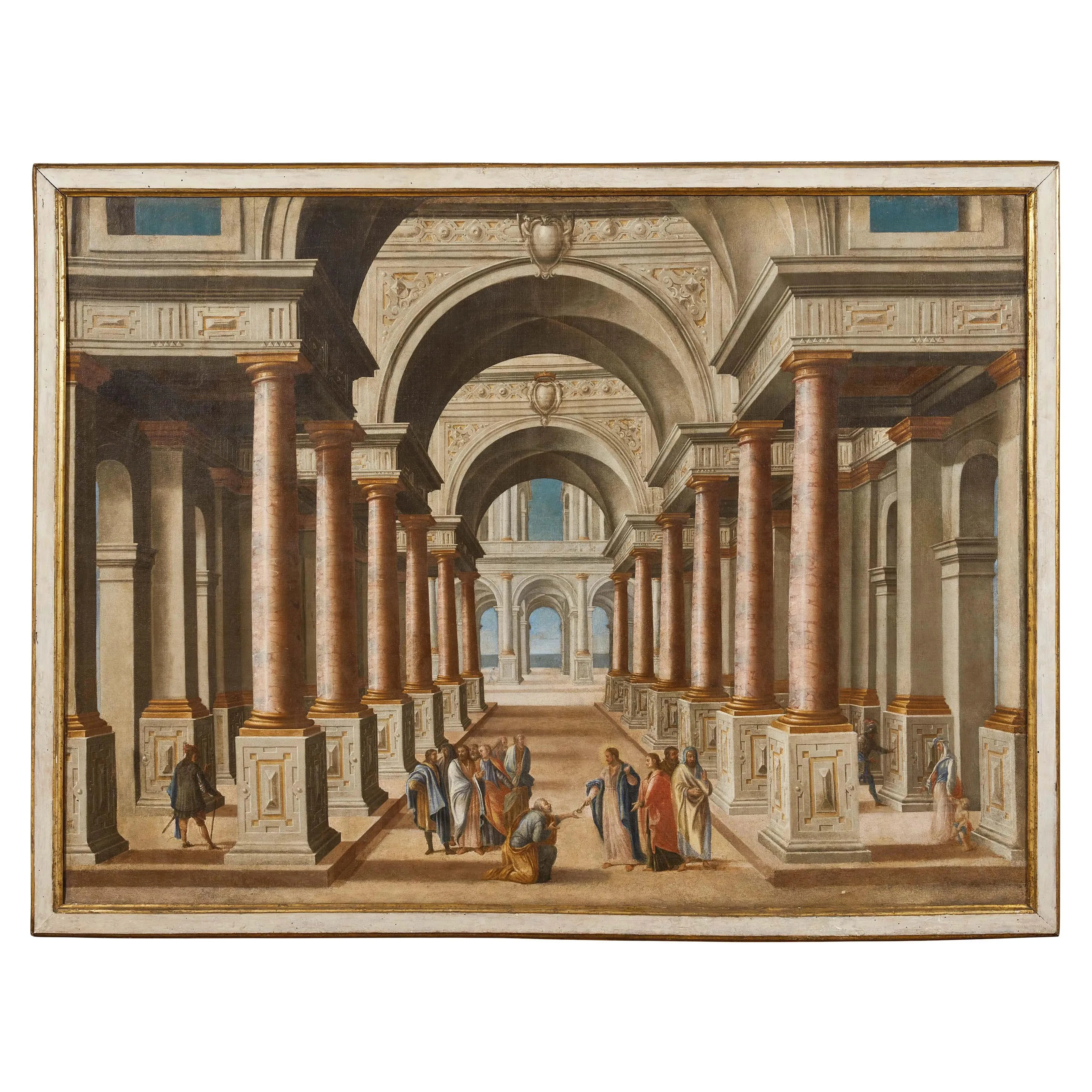 Neapolitan school, 17th century, architectural view with the delivery