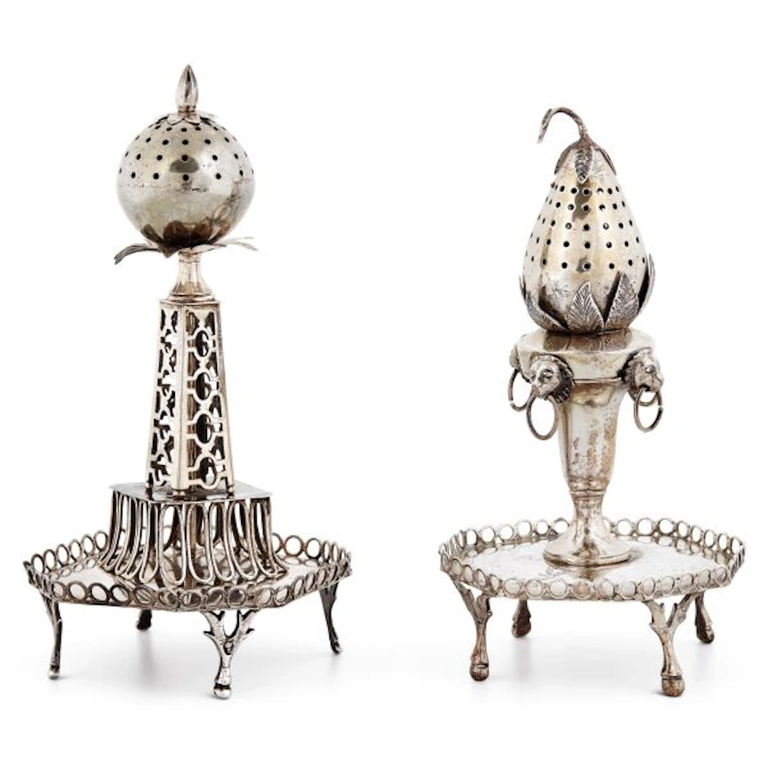 TWO SILVER TOOTHPICK HOLDERS, LISBOA, EARLY 19TH CENTURY