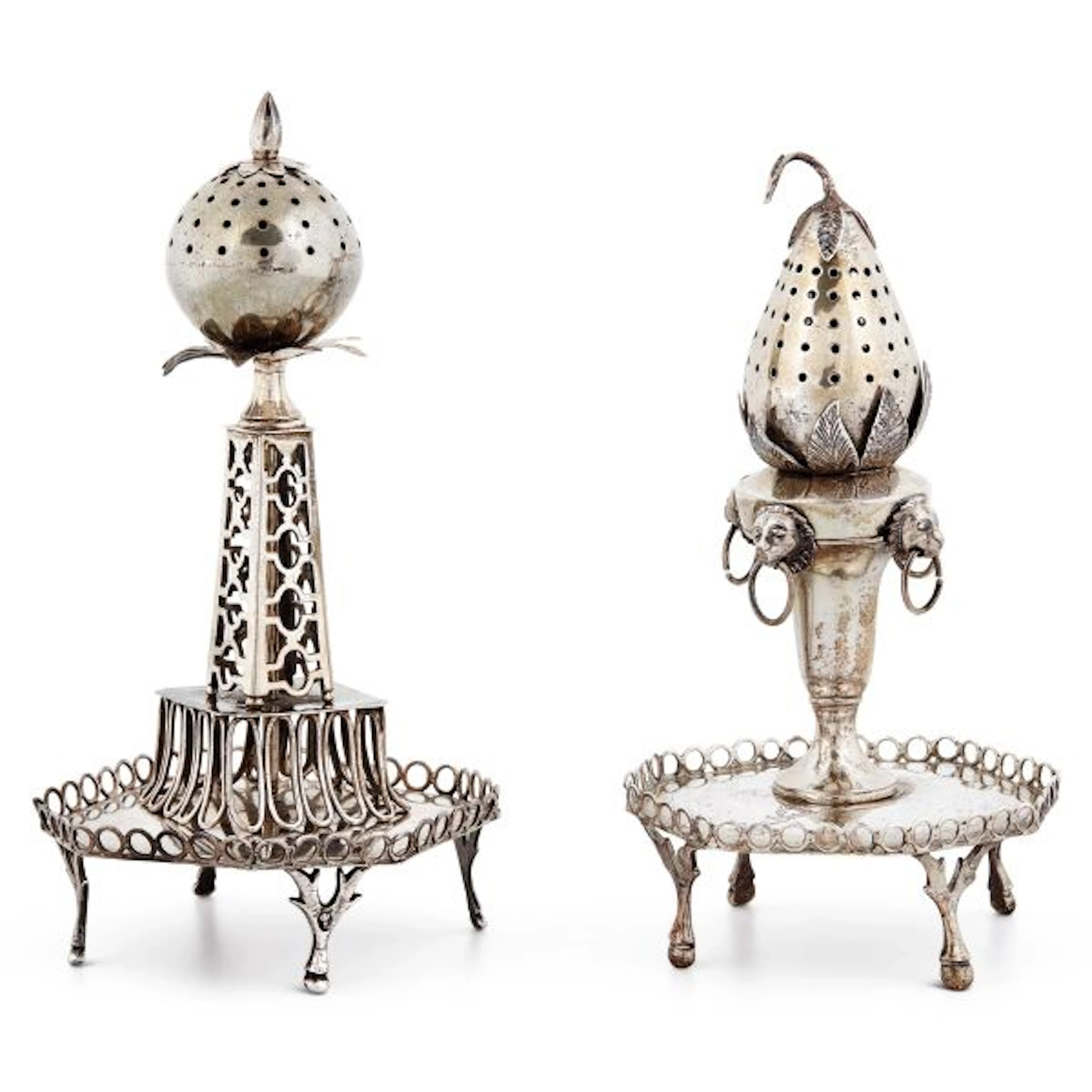 TWO SILVER TOOTHPICK HOLDERS, LISBOA, EARLY 19TH CENTURY