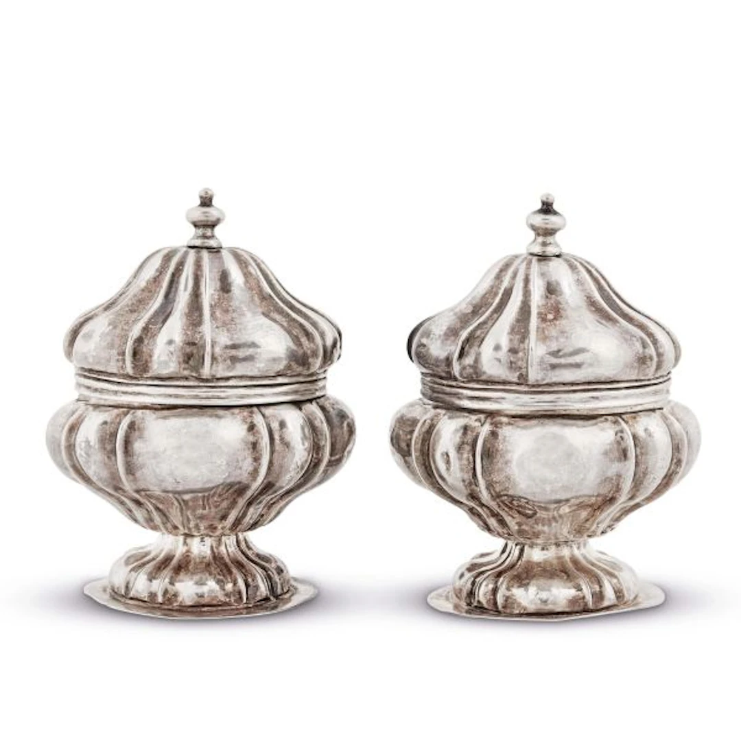 A PAIR OF SILVER POTS, FLORENCE, 18TH CENTURY