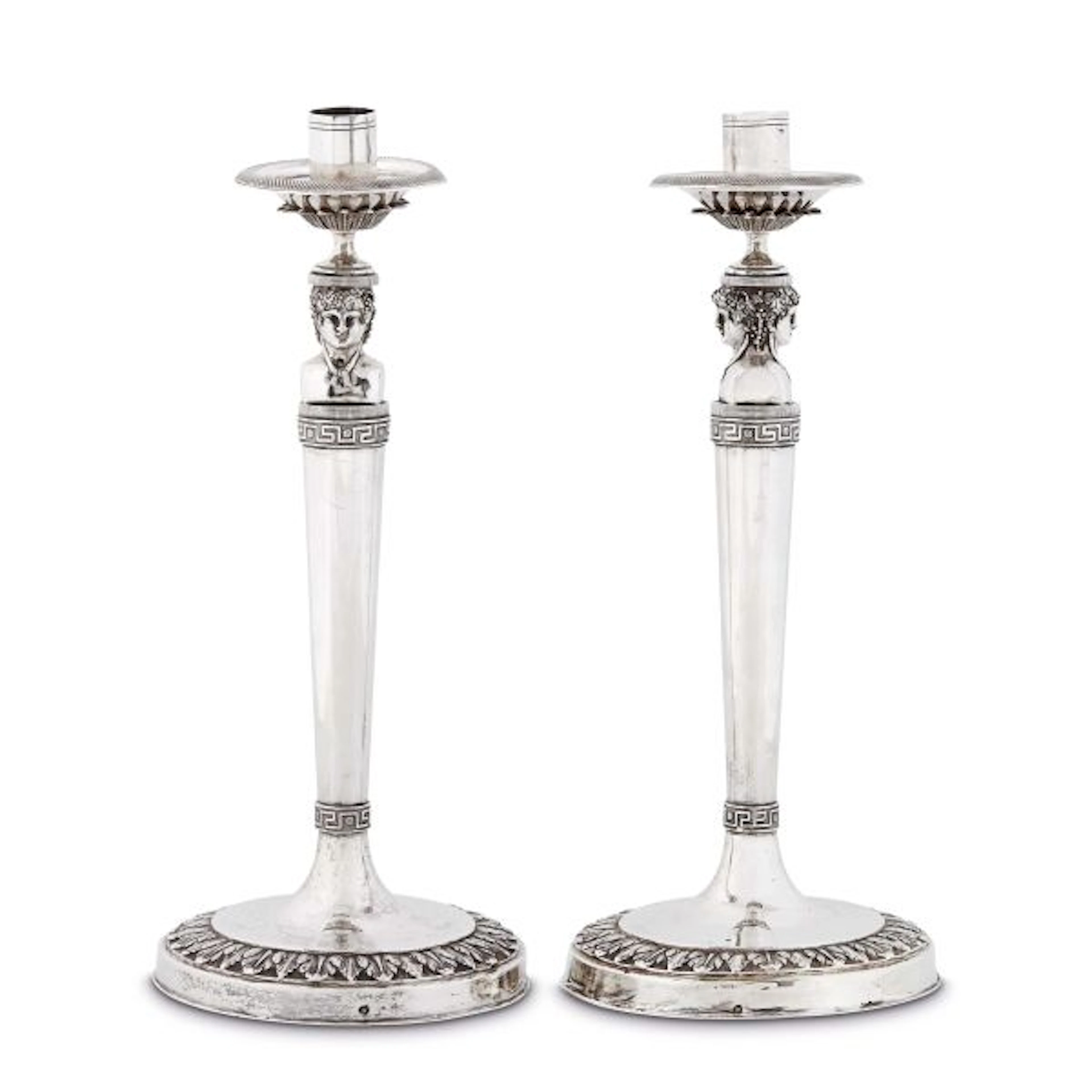 A PAIR OF SILVER CANDLESTICKS, VINCENZO BUGARINI, ROME, FIRST HALF 19TH CENTURY