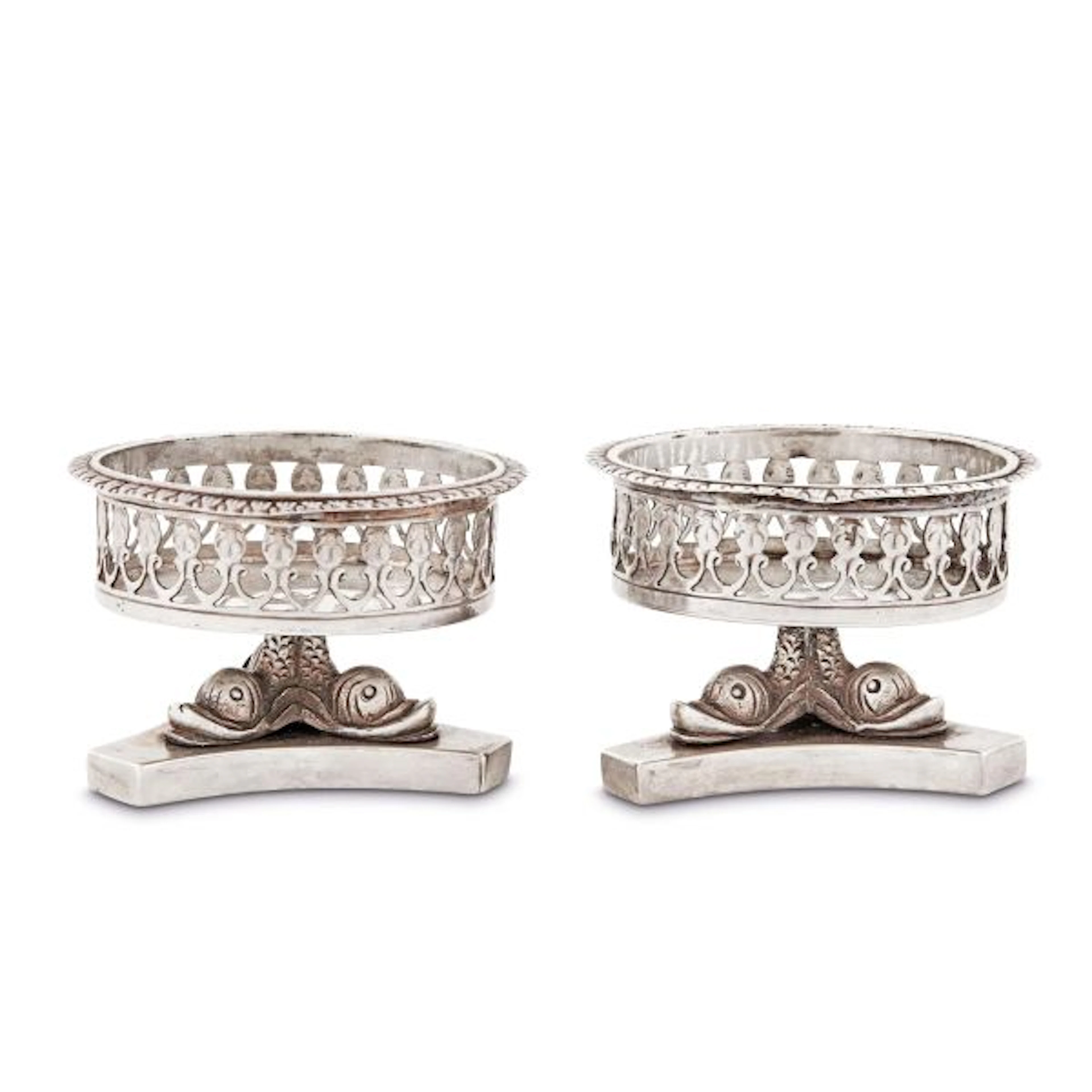 A PAIR OF SILVER SALT CELLARS, MILAN, 19TH CENTURY