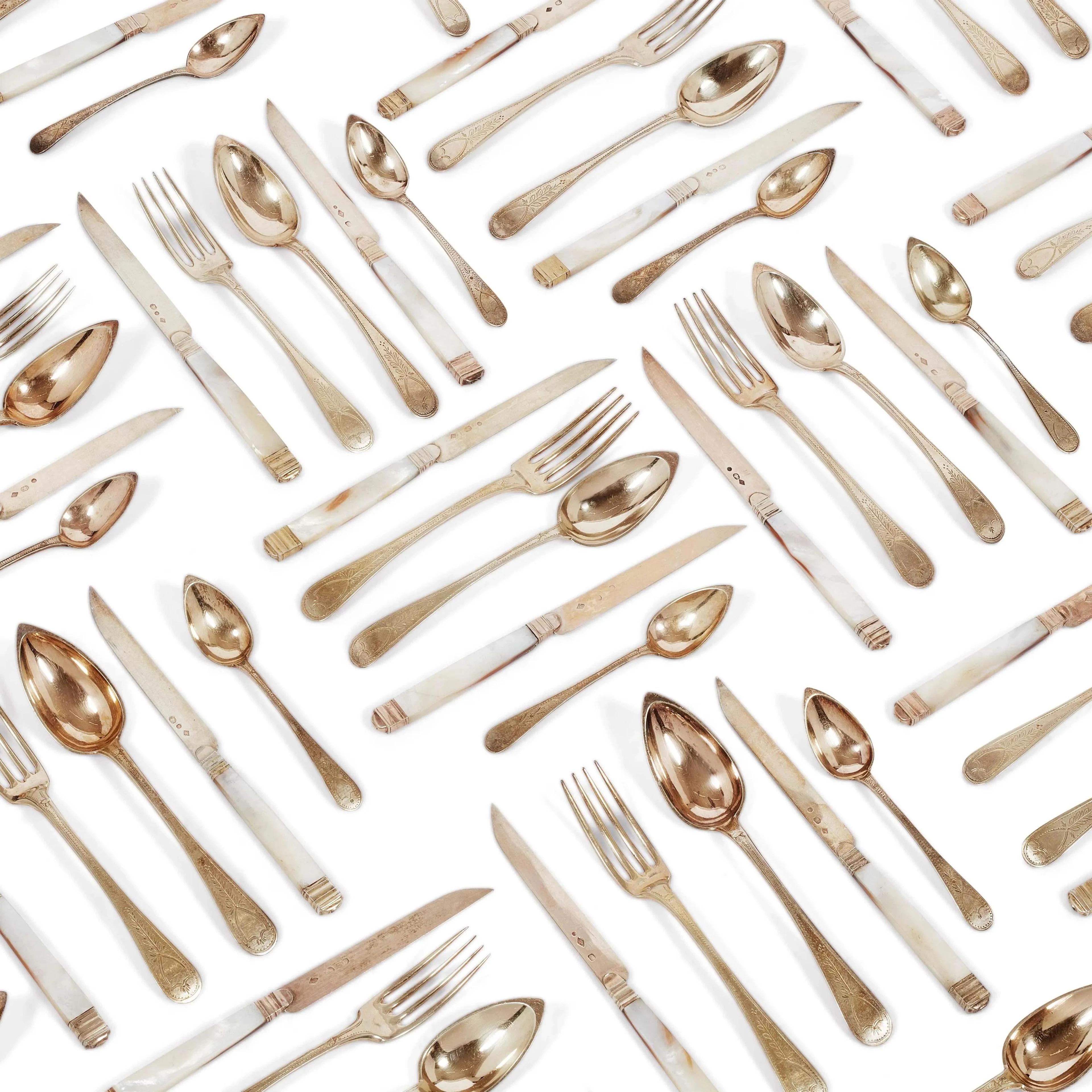 A SILVER-GILT DESSERT FLATWARE SERVICE, PARIS, 1798/1809 AND 1819/1838