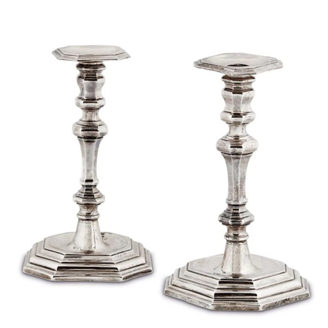 A PAIR OF SILVER CANDLESTICKS, ANTONIO POLITI, ROME, 1720/1747