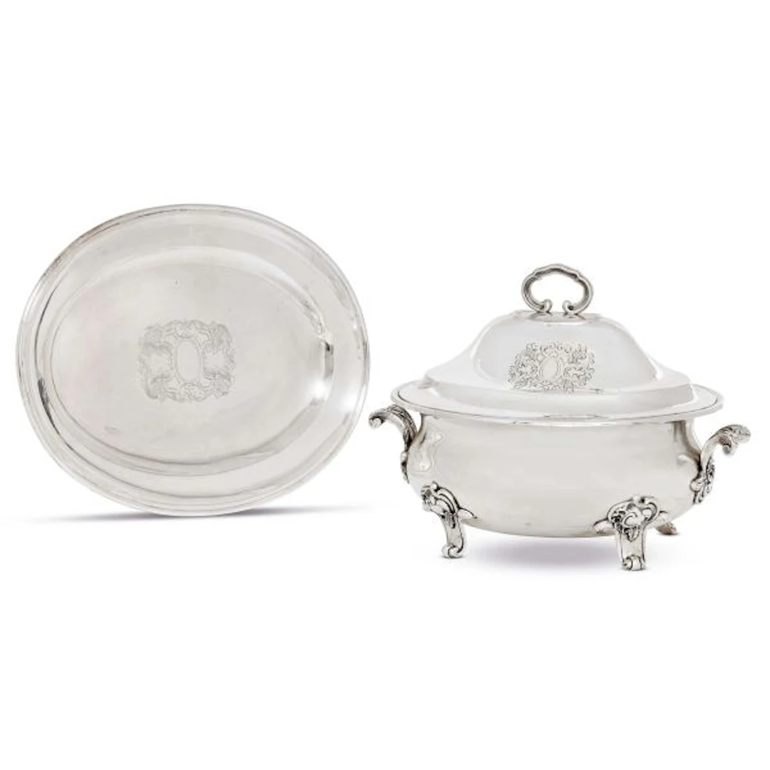 A SILVER SOUP TUREEN AND TRAY, MESSULAM, MILAN, 20TH CENTURY