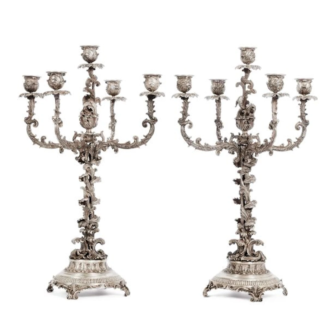A PAIR OF SILVER CANDELABRA, ROSSI, MILAN, 20TH CENTURY