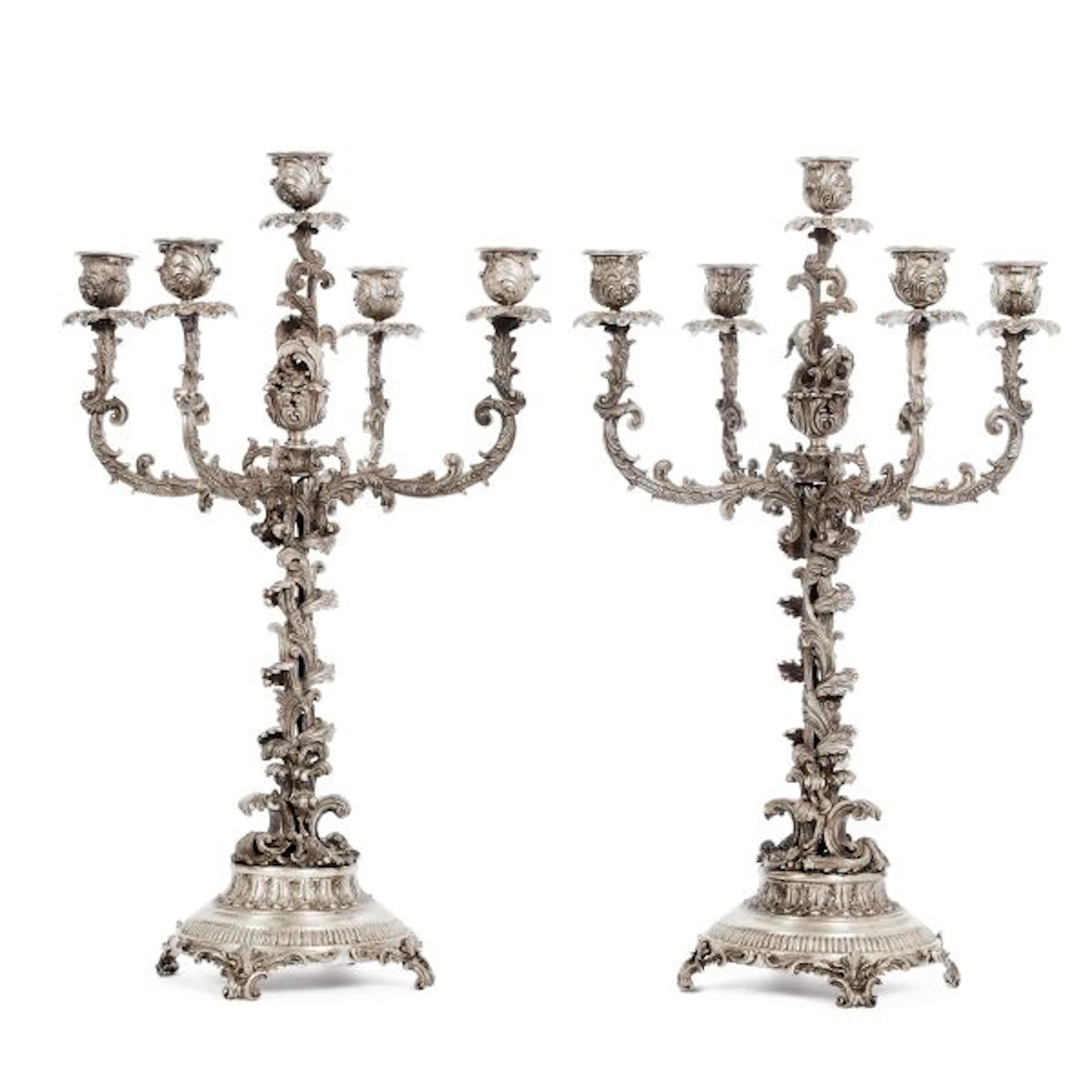 A PAIR OF SILVER CANDELABRA, ROSSI, MILAN, 20TH CENTURY