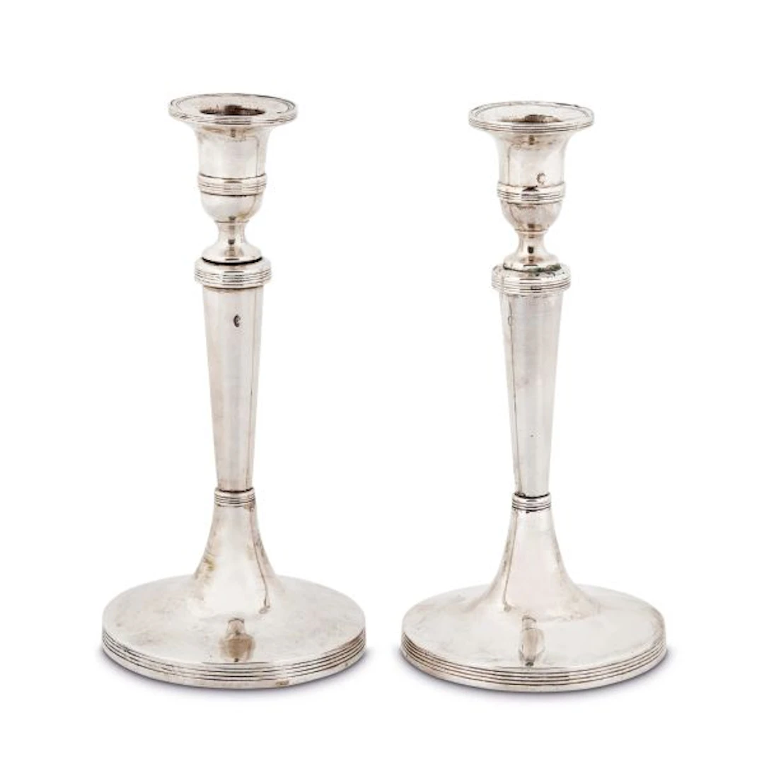 A PAIR OF SILVER CANDLESTICKS, VENICE, EARLY 19TH CENTURY