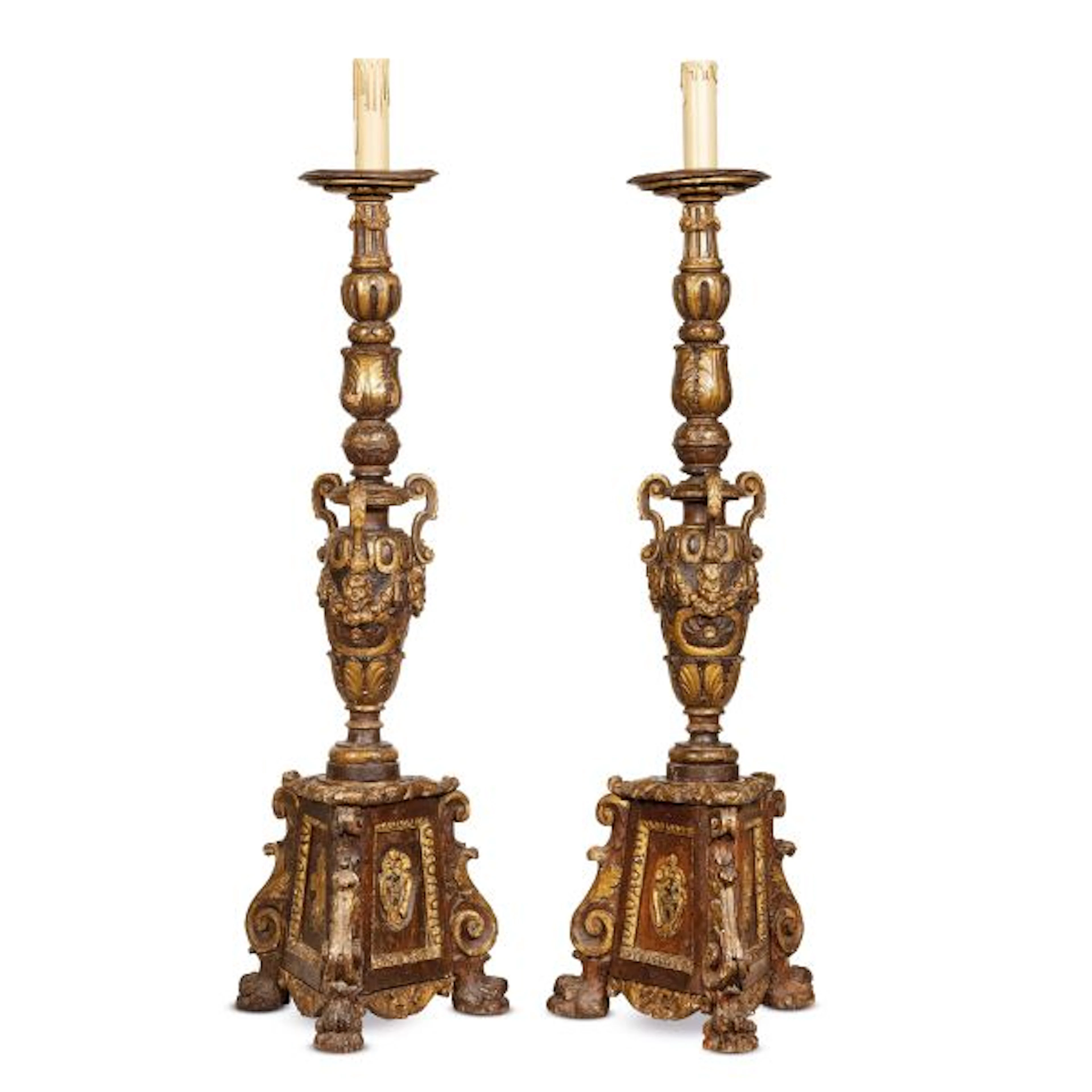 A PAIR OF LARGE FLORENTINE TORCHES, 16TH CENTURY