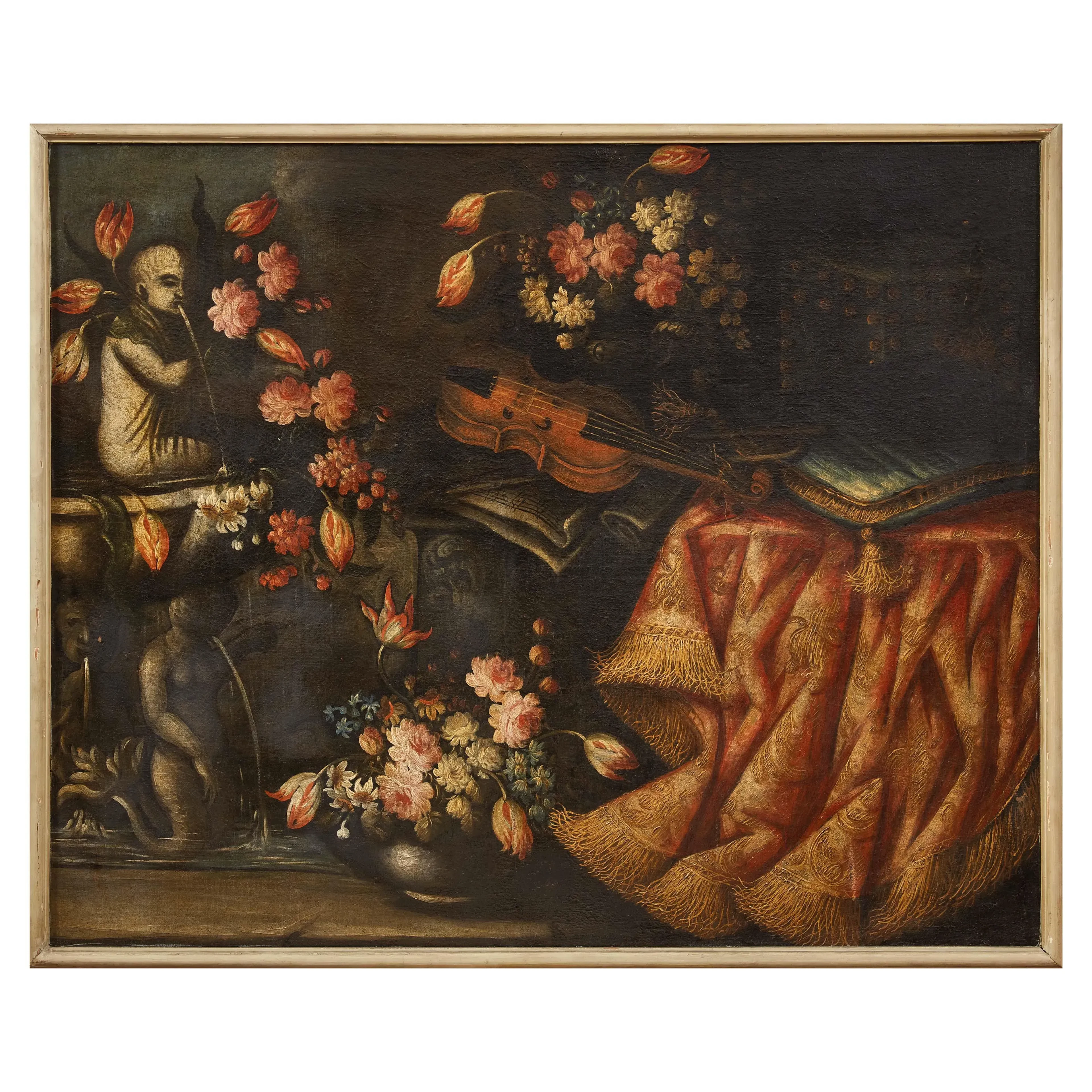 Workshop of Antonio Gianlisi, 18th century, still life with a fountain