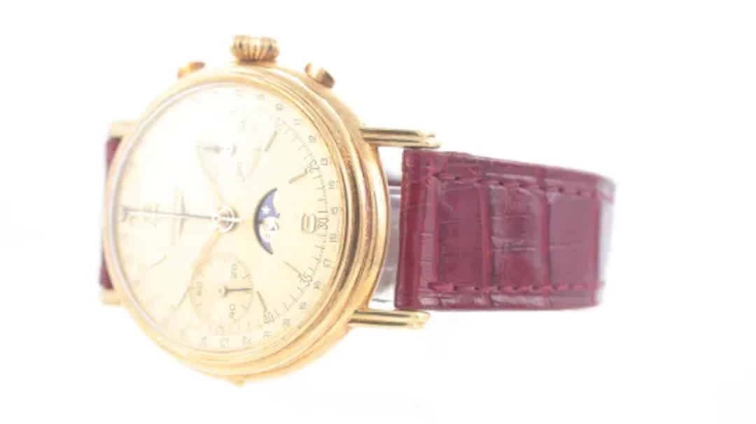 Longines Chronograph 18ct yellow gold Ref 44717.01 with Box and Papers 1988