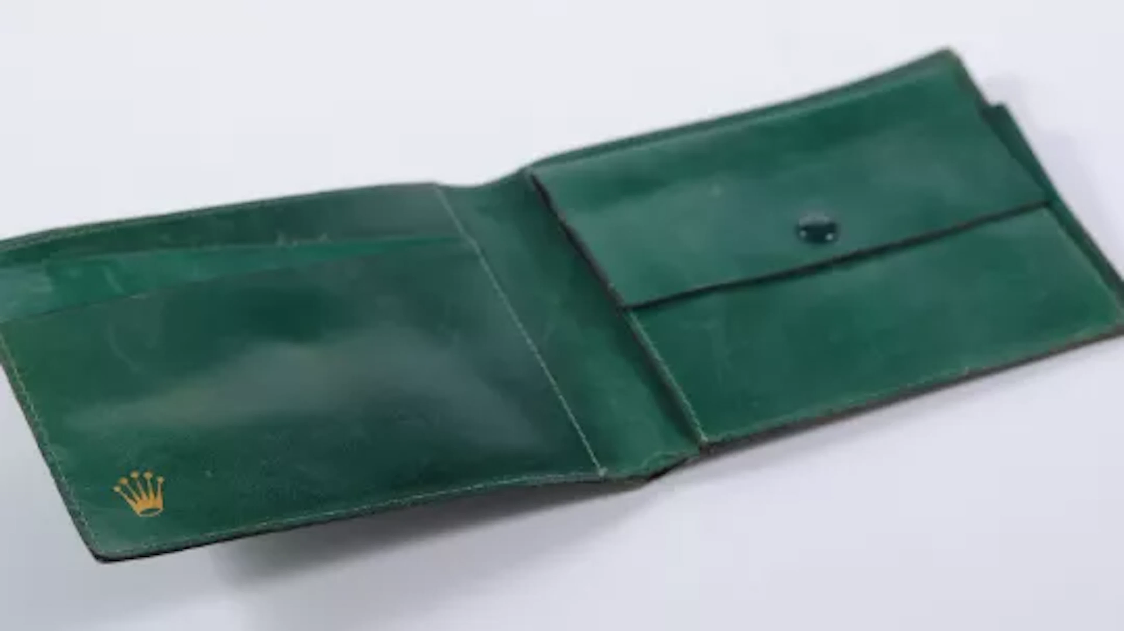 *To Be Sold Without Reserve* VINTAGE ROLEX GREEN LEATHER WALLET, inner