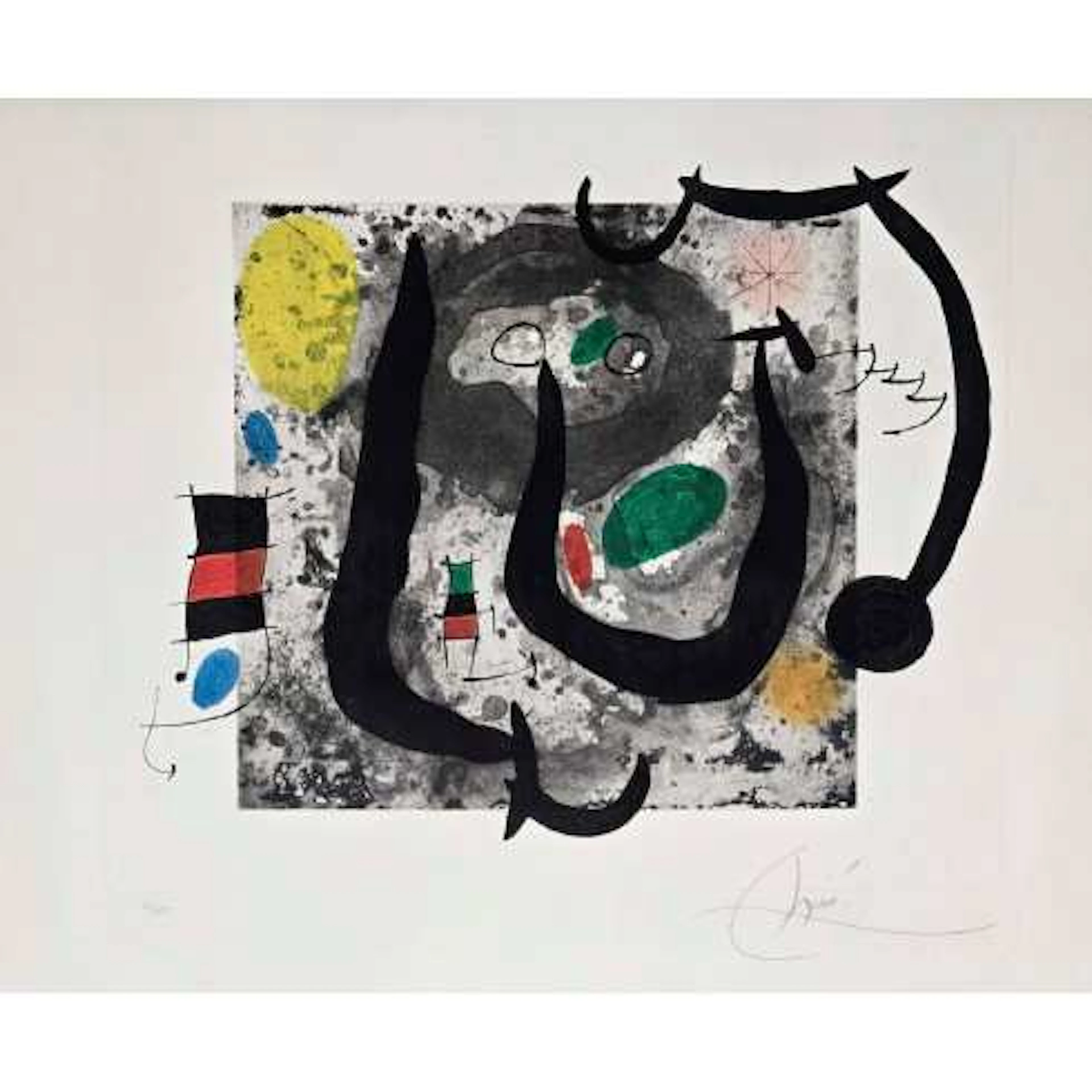 Joan Miró - Grabado lavado, Aguatinta y Aguafuerte "Les armes du sommeil"