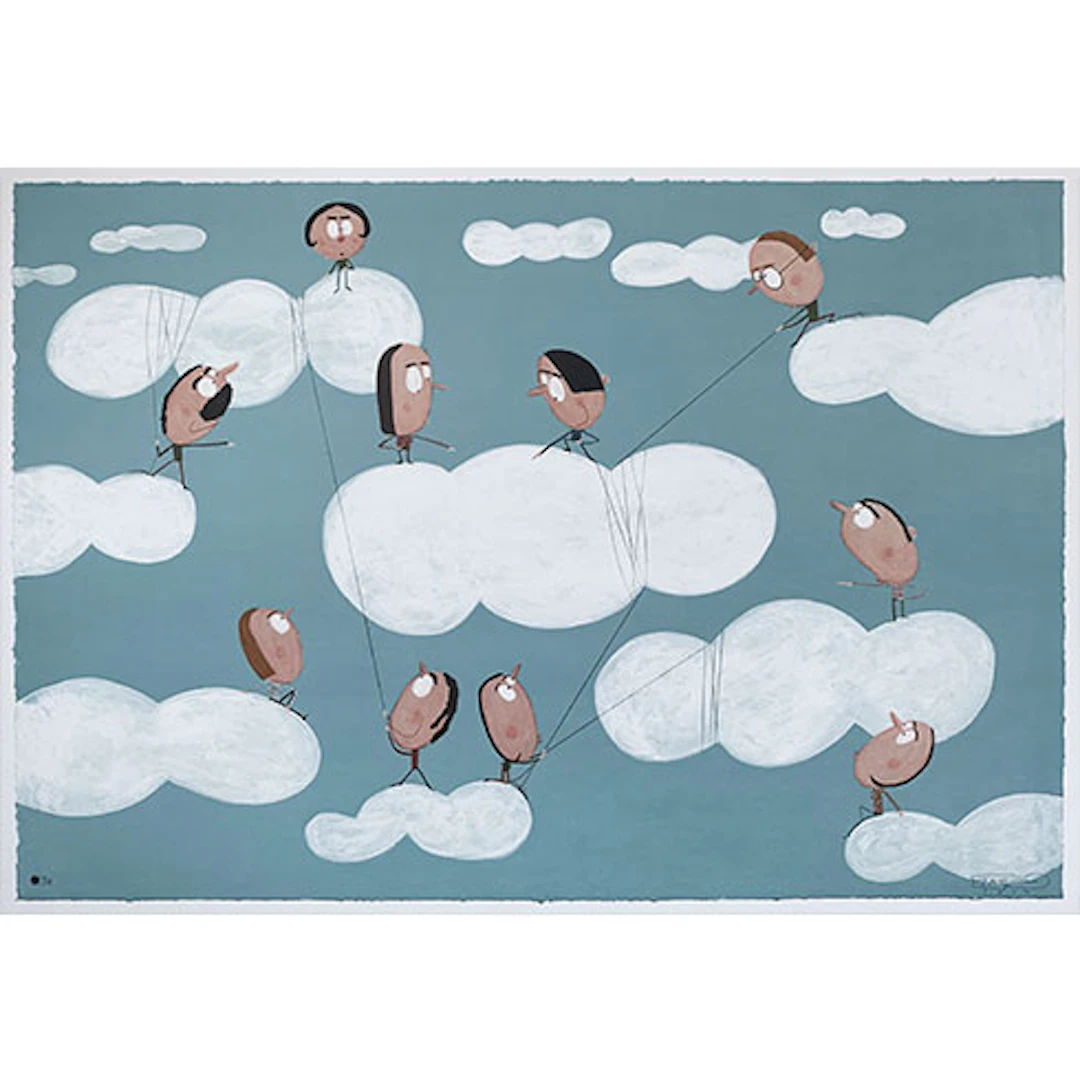 Moisés Yagües - Litografía "Cazadores de Nubes"
