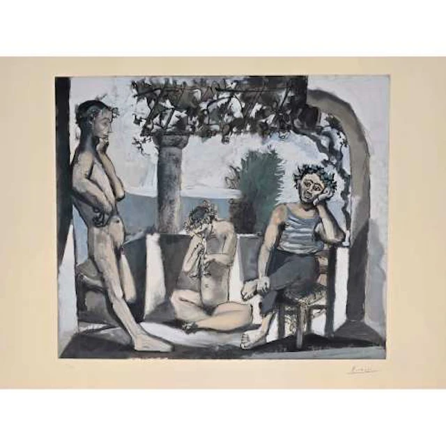 Pablo Picasso - Grabado al Aguafuerte y aguatinta "Bacchanale (faunes