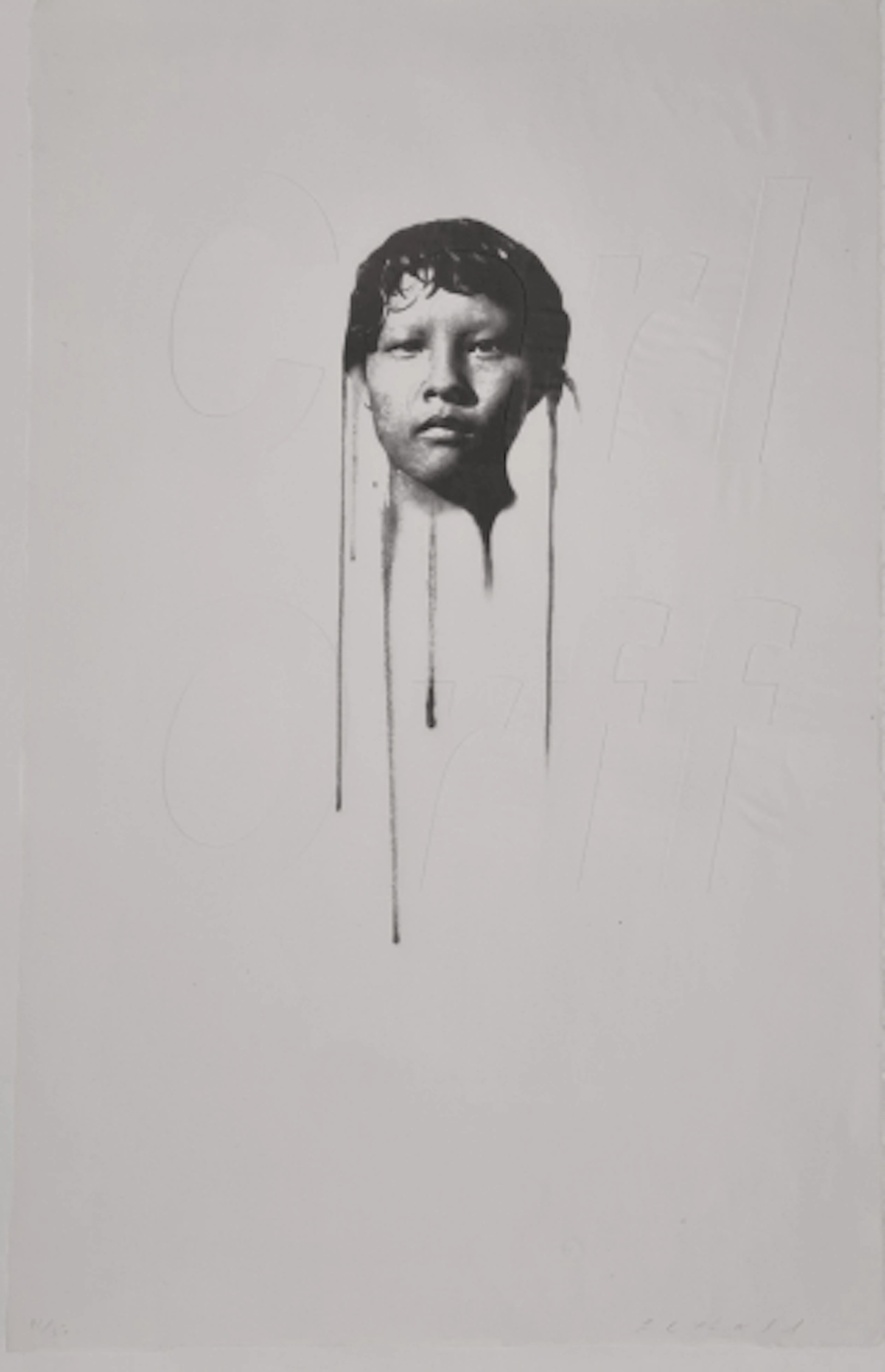 Jaume Plensa - Técnica mixta con gofrado sobre papel chino Wawasa "Carl Orff"
