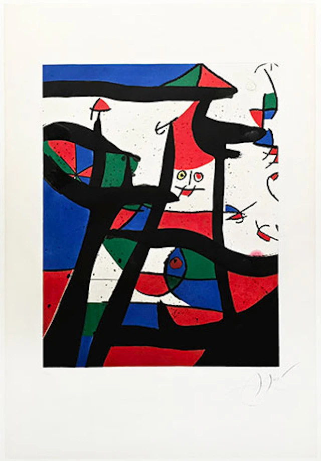 Joan Miró - Grabado al Aguafuerte y Aguatinta "Dans le Grenier à Sel"