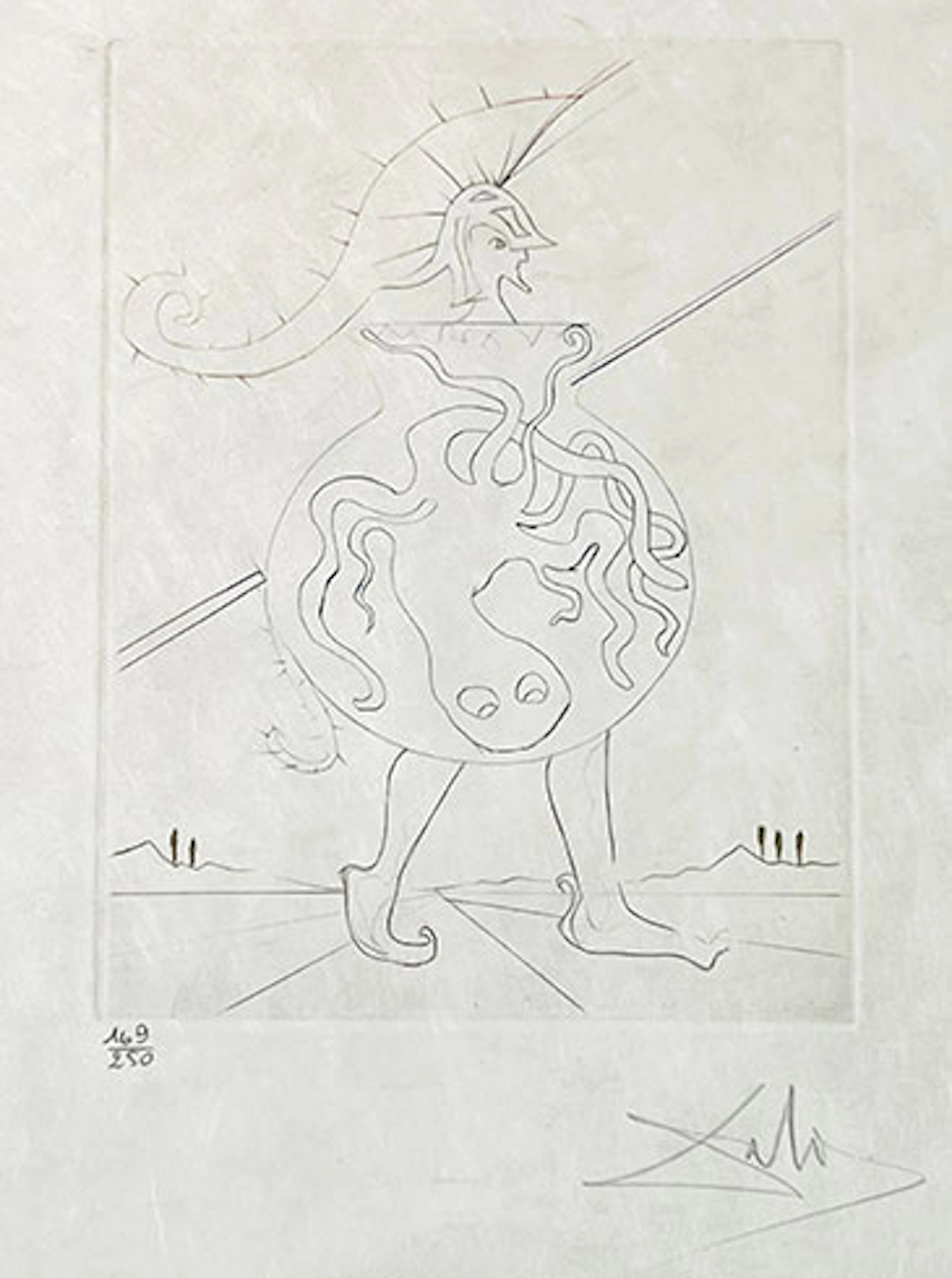 Salvador Dalí - Grabado al Aguafuerte sobre papel Japón "Troilus and