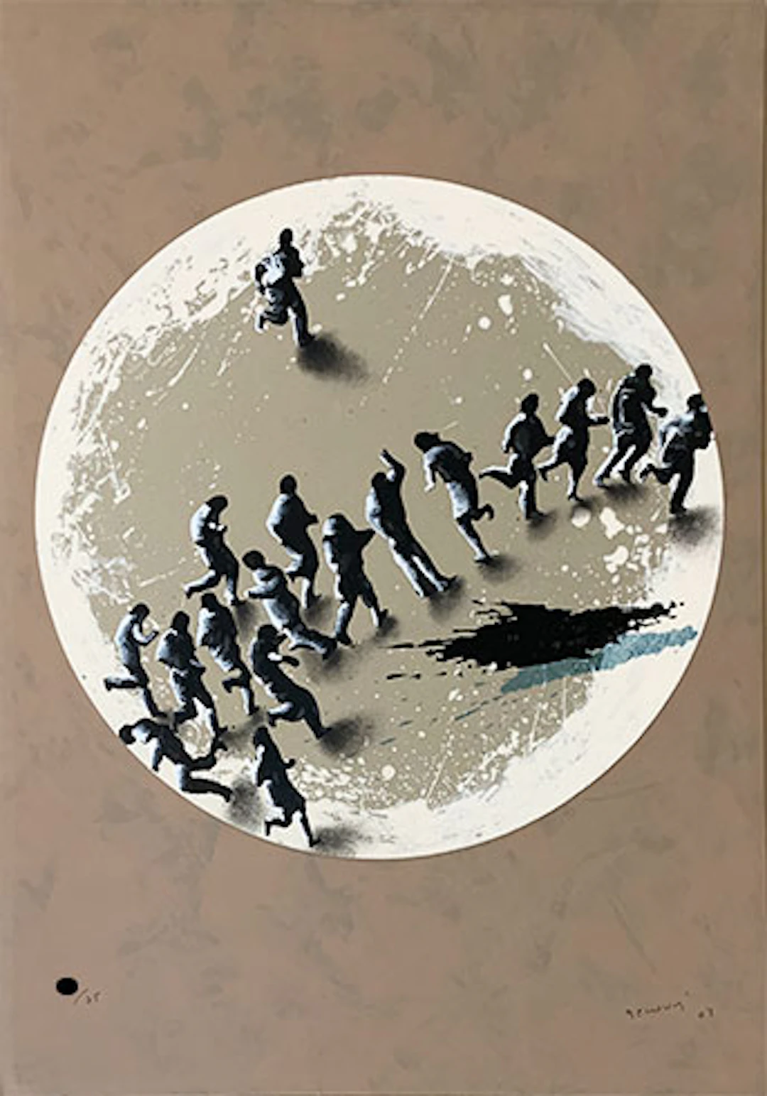 Juan Genovés - Serigrafía y Collage sobre cartón pluma "Mancha"