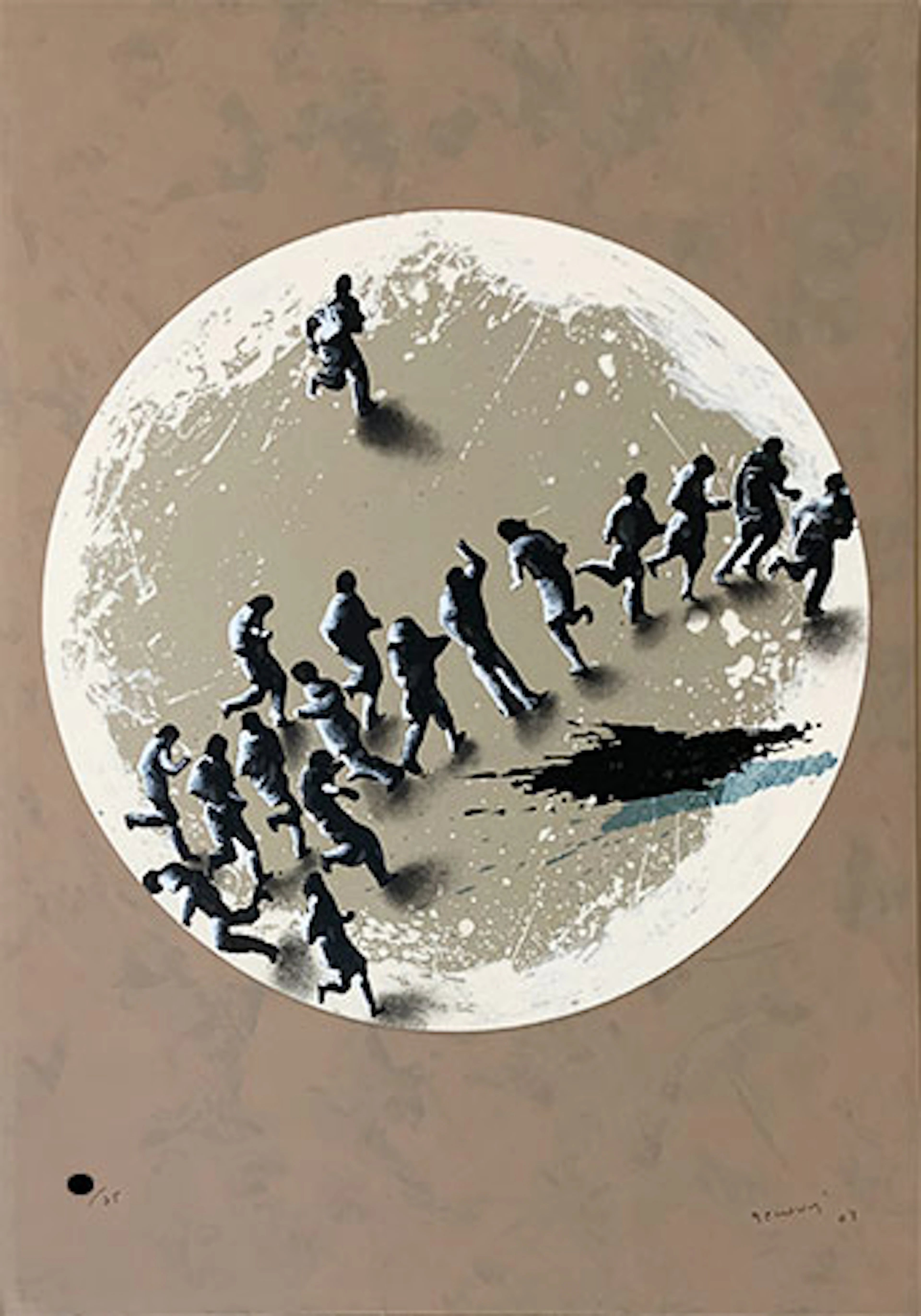 Juan Genovés - Serigrafía y Collage sobre cartón pluma "Mancha"