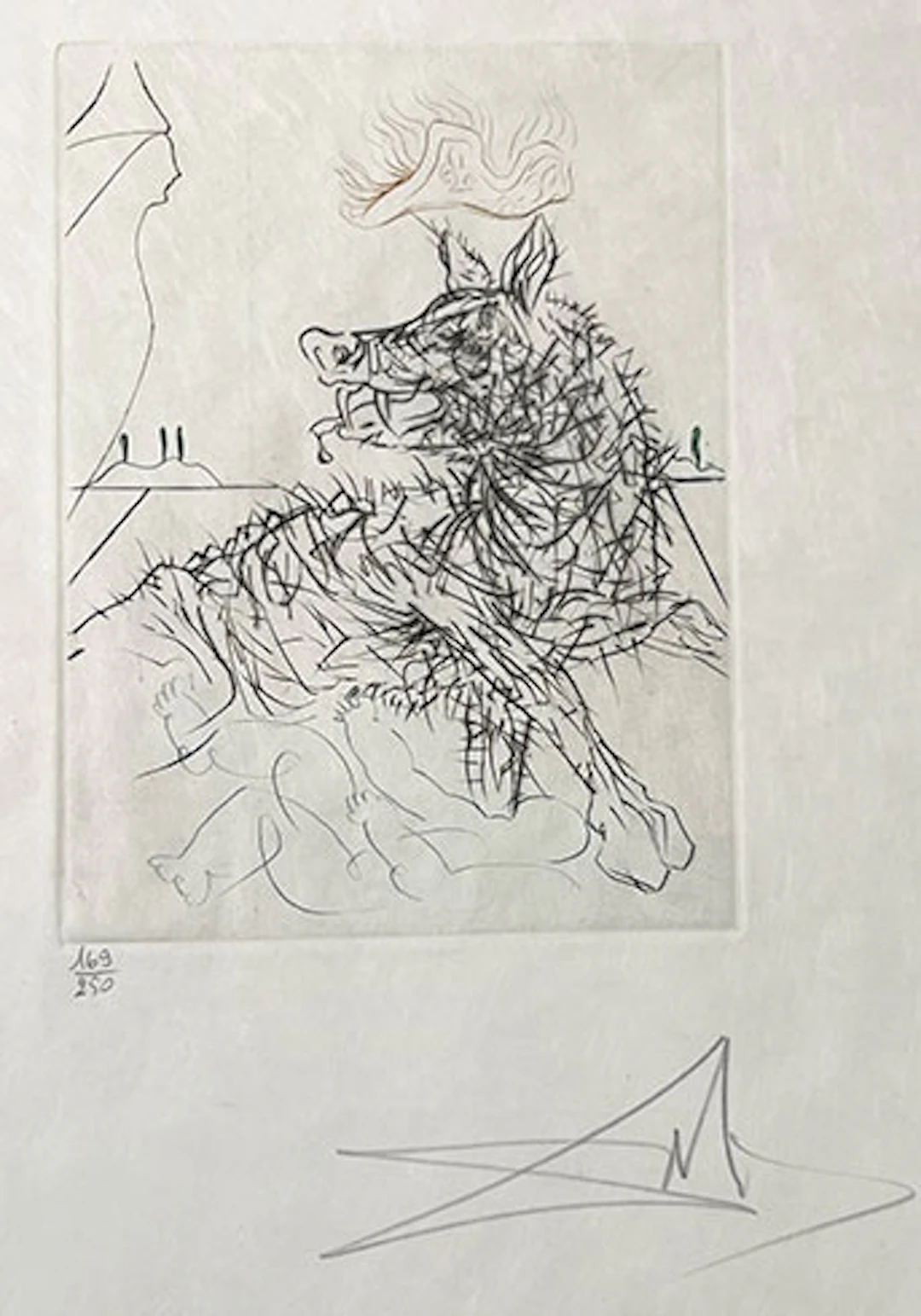 Salvador Dalí - Grabado al Aguafuerte sobre papel Japón "Richard III"