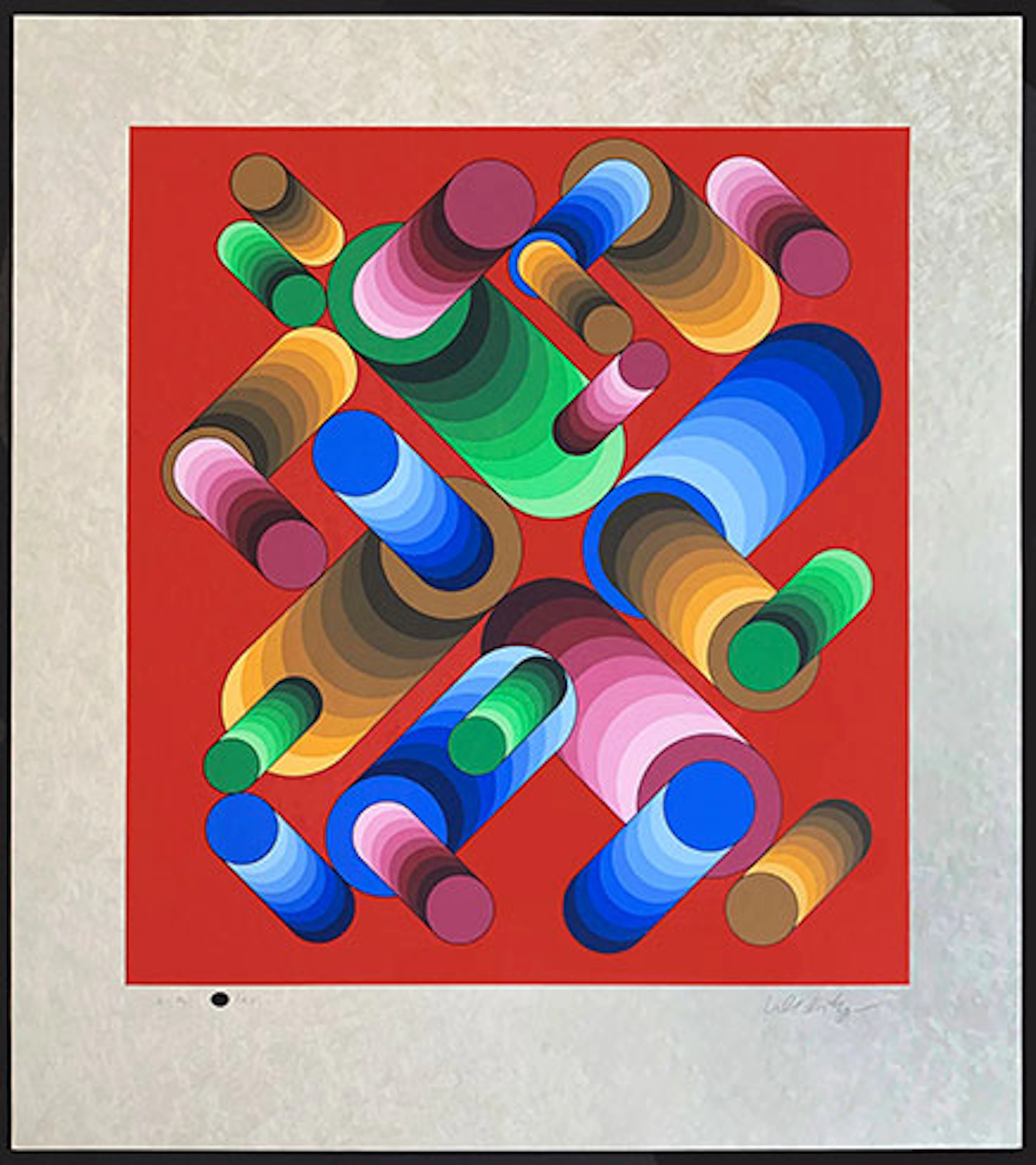 Victor Vasarely - Litografía en colores sobre papel Japón Nacarado "Oslop 3"