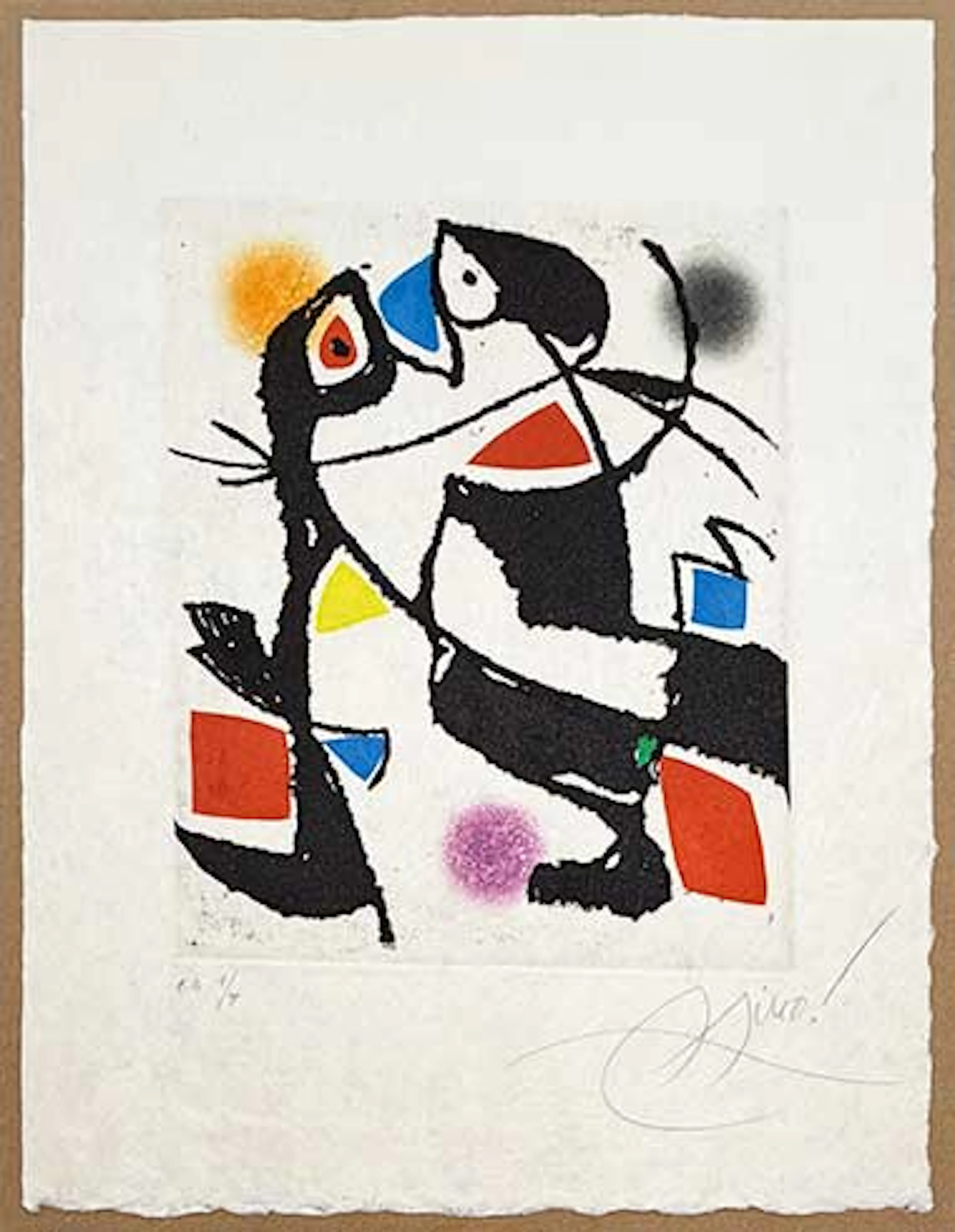 Joan Miró - Grabado al Aguafuerte, Aguatinta sobre papel Japón "Le