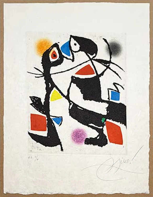 Joan Miró - Grabado al Aguafuerte, Aguatinta sobre papel Japón "Le