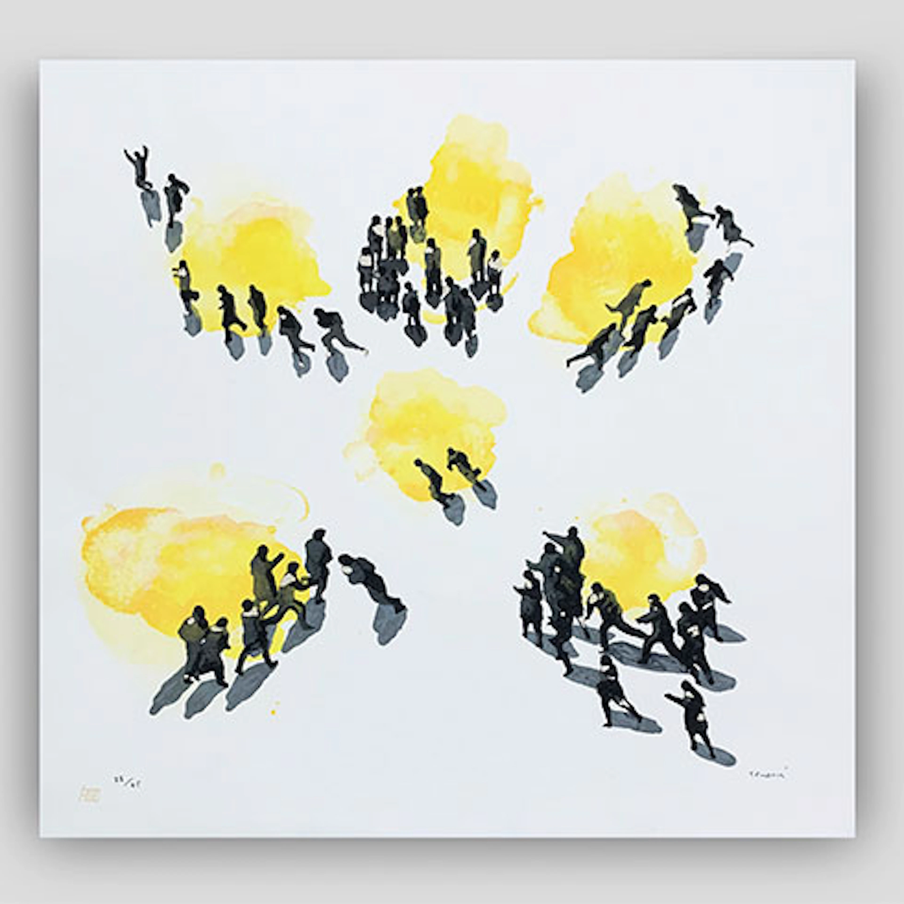 Juan Genovés - Serigrafía sobre lienzo "Persecución"