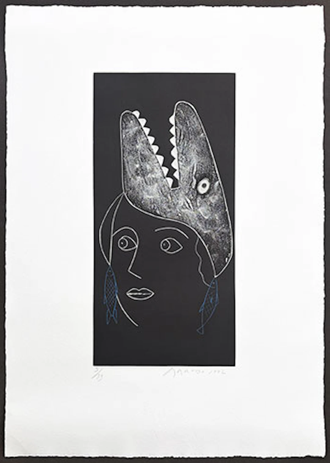 Eduardo Arroyo - Grabado al Aguafuerte "Moby Dick" (Sombreros para Alicia)