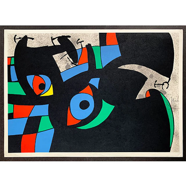 Joan Miró - Litografía sobre papel pergamino "Le Lezard aux Plumes