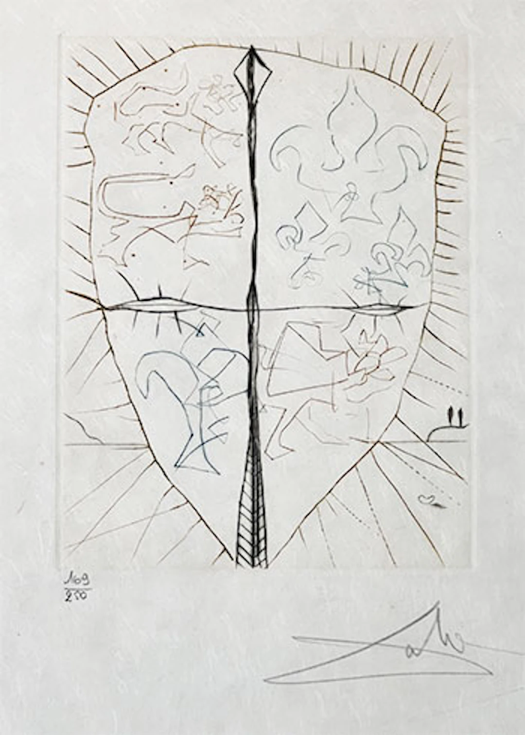 Salvador Dalí - Grabado al Aguafuerte sobre papel Japón "Henry V-b"