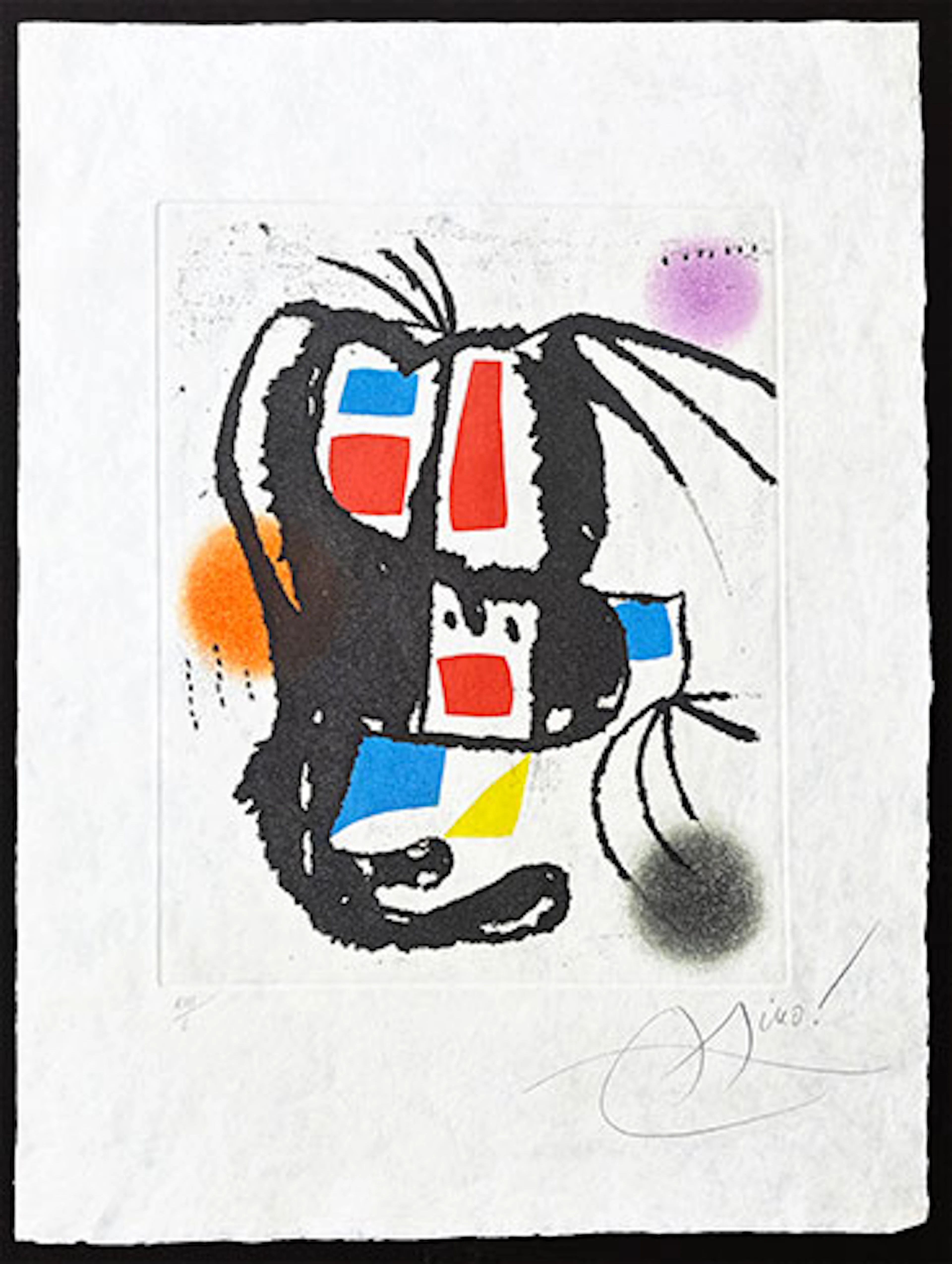 Joan Miró - Grabado al Aguafuerte, Aguatinta sobre papel Japón "Le