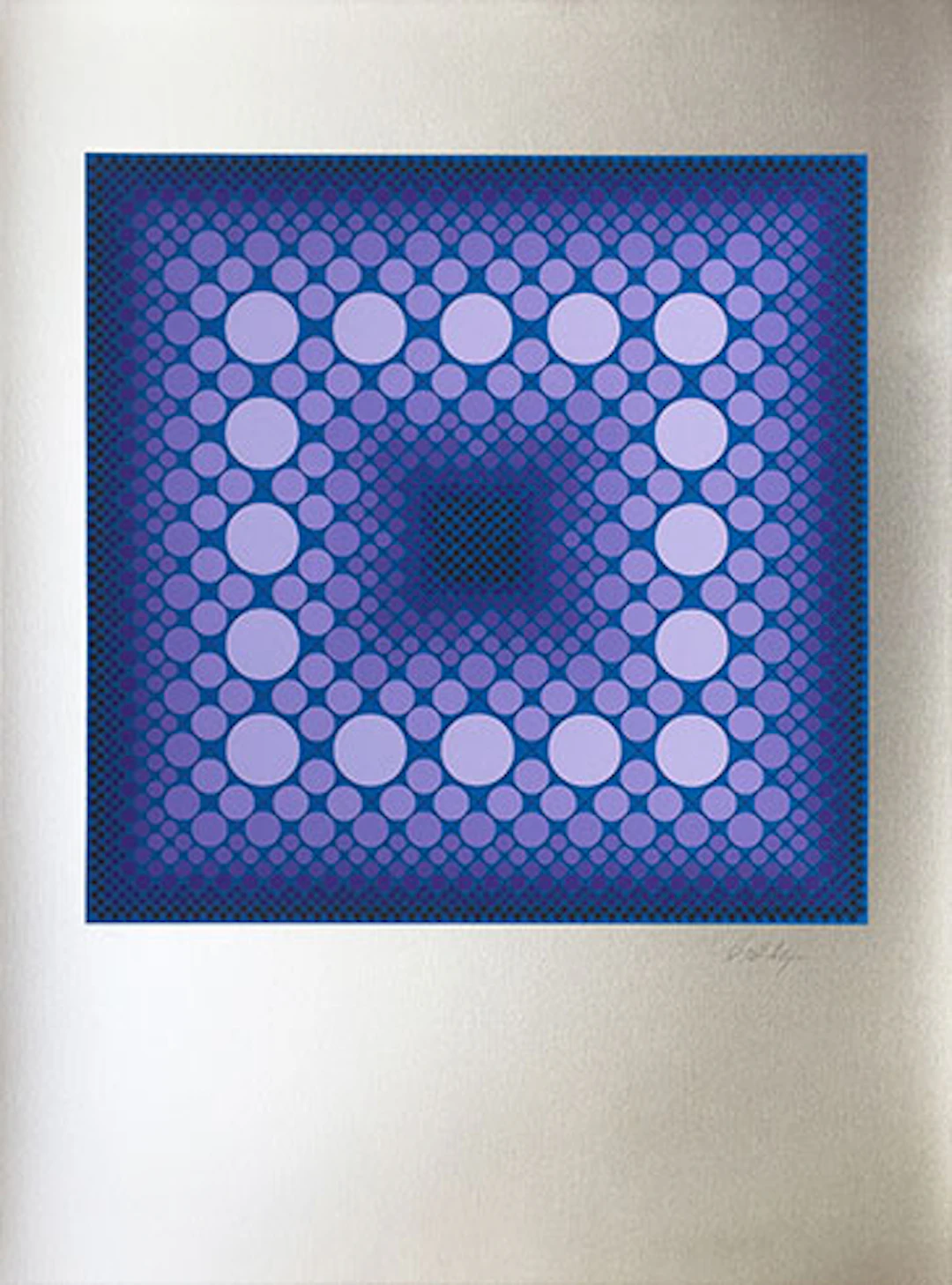 Victor Vasarely - Serigrafía en 9 colores en fondo plata "Corona" (Ed.Museo)