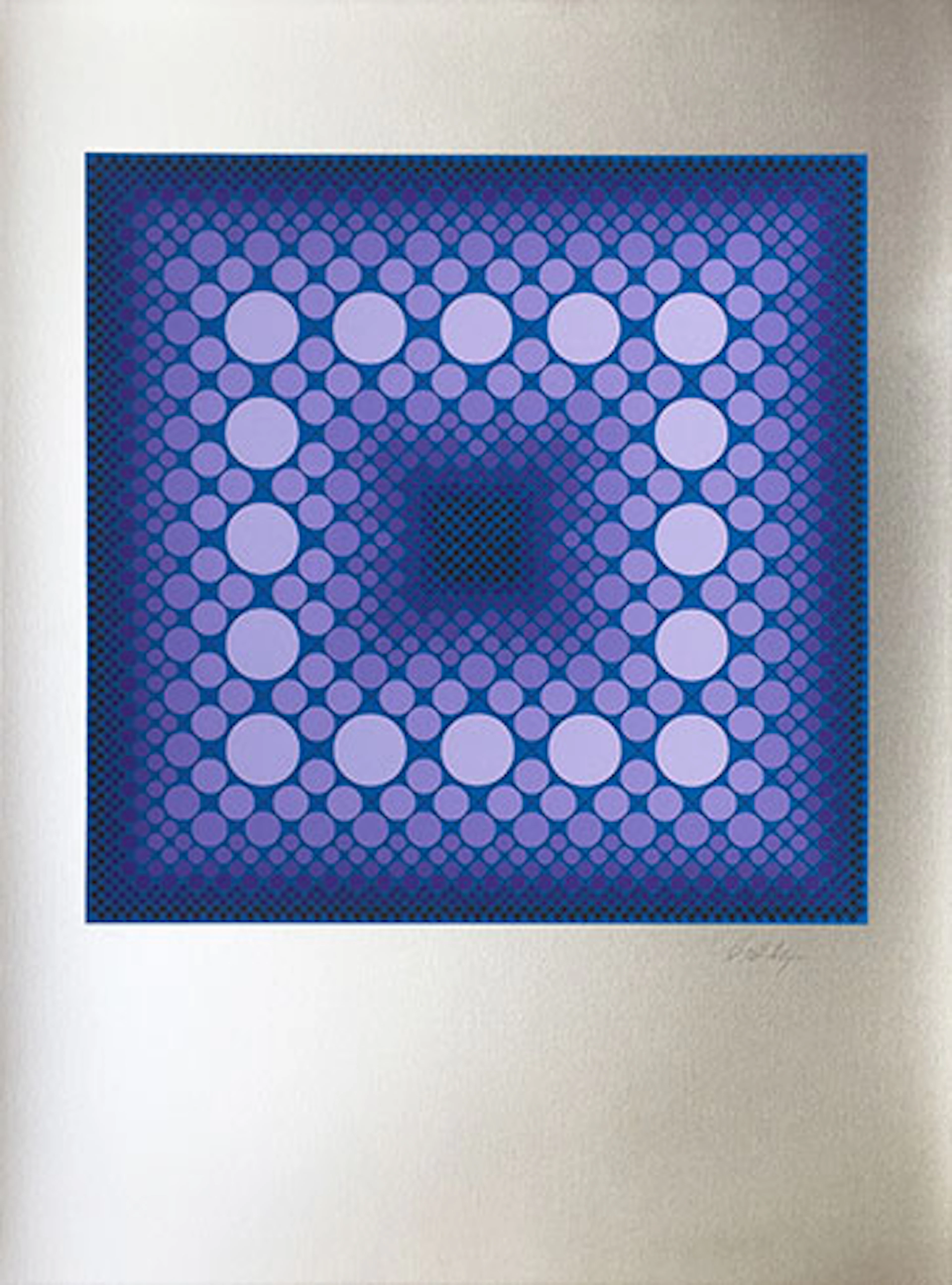Victor Vasarely - Serigrafía en 9 colores en fondo plata "Corona" (Ed.Museo)