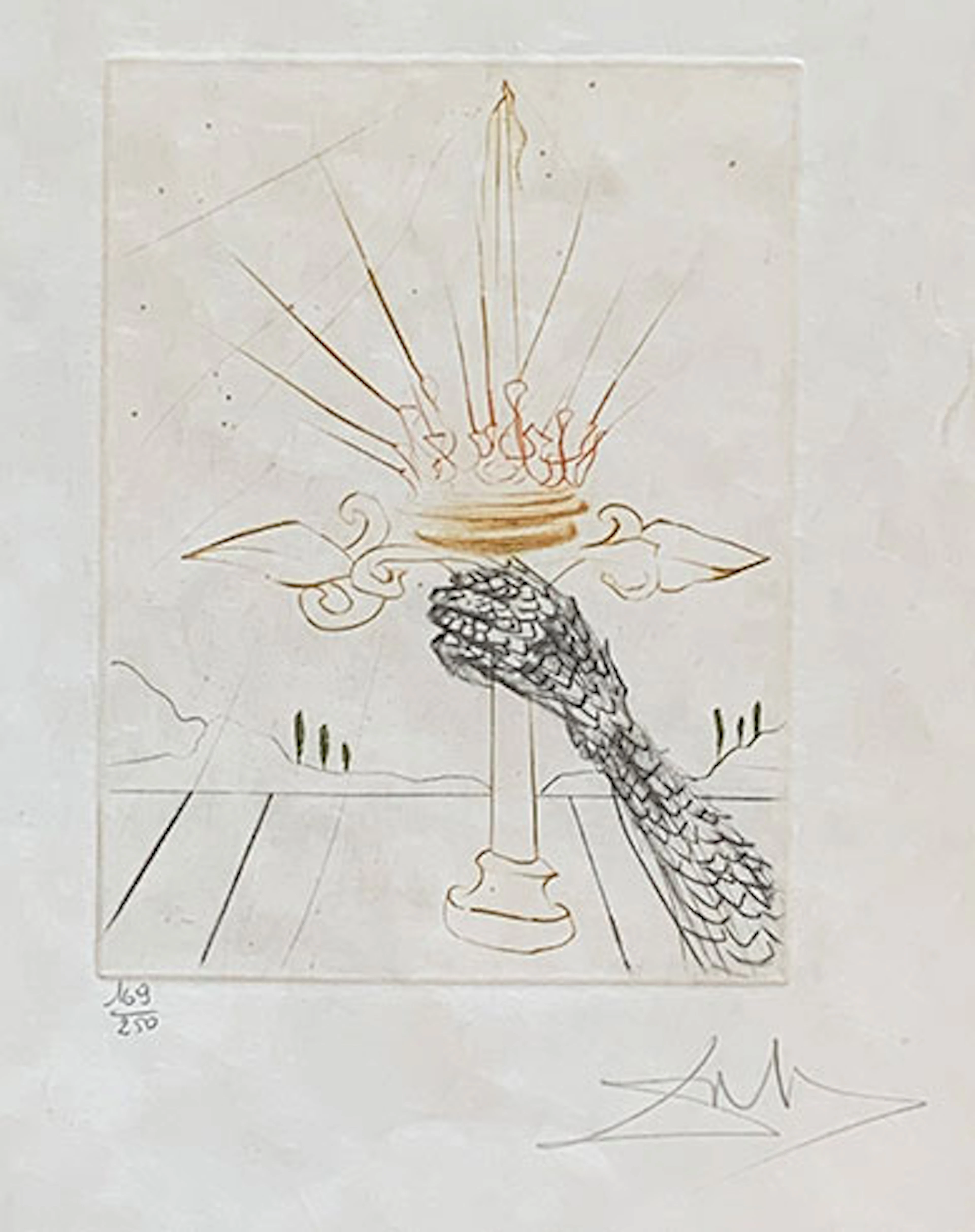 Salvador Dalí - Grabado al Aguafuerte sobre papel Japón "King John"