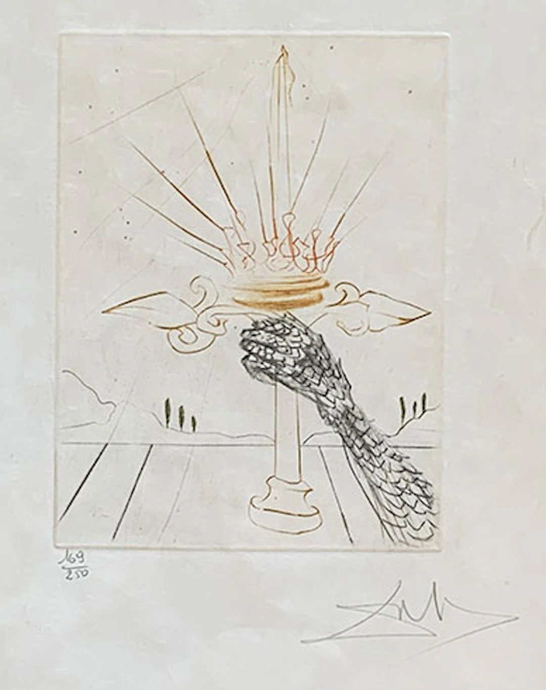 Salvador Dalí - Grabado al Aguafuerte sobre papel Japón "King John"