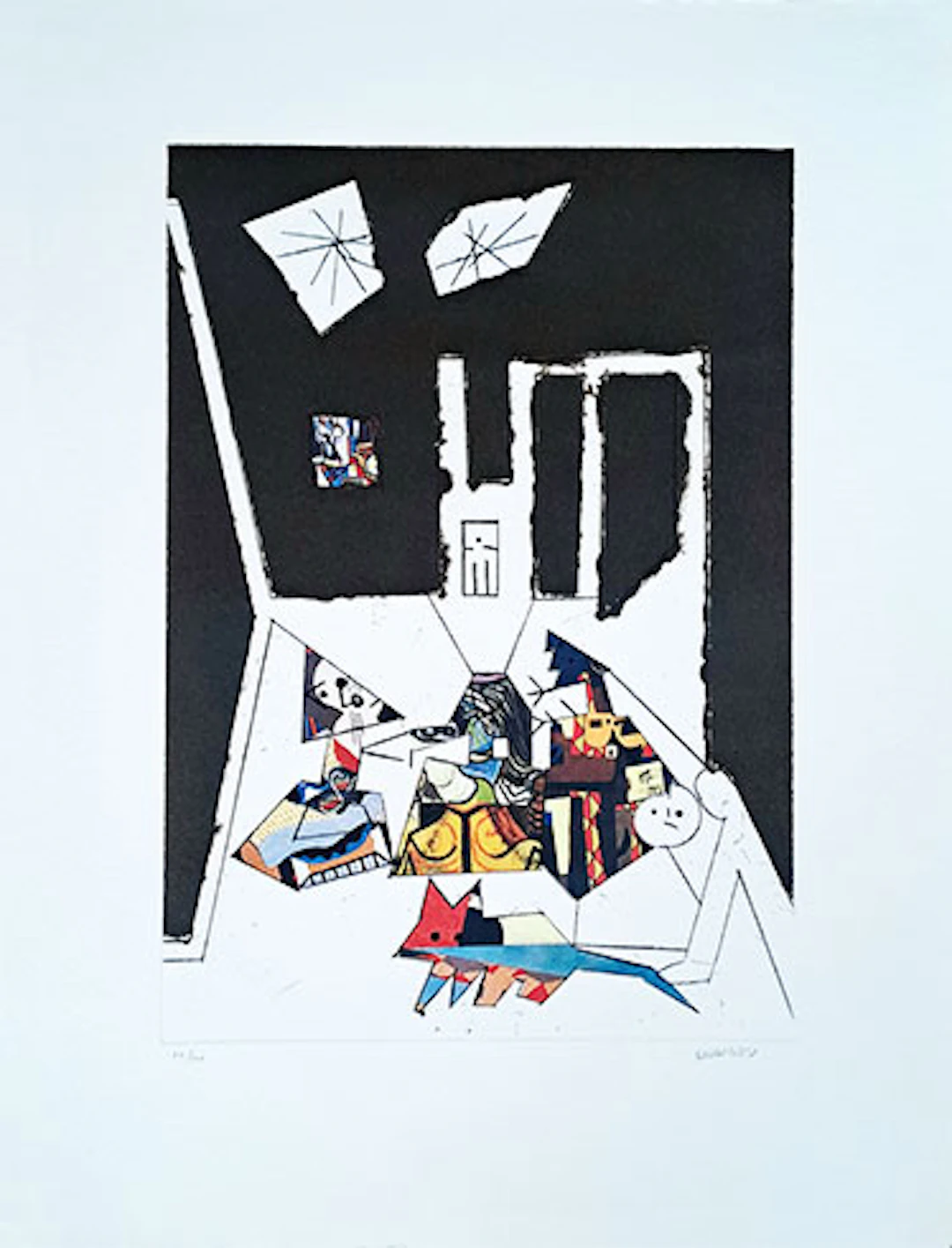Manolo Valdés - Grabado al Aguafuerte y Collage "El Cubismo como Pretexto 7"