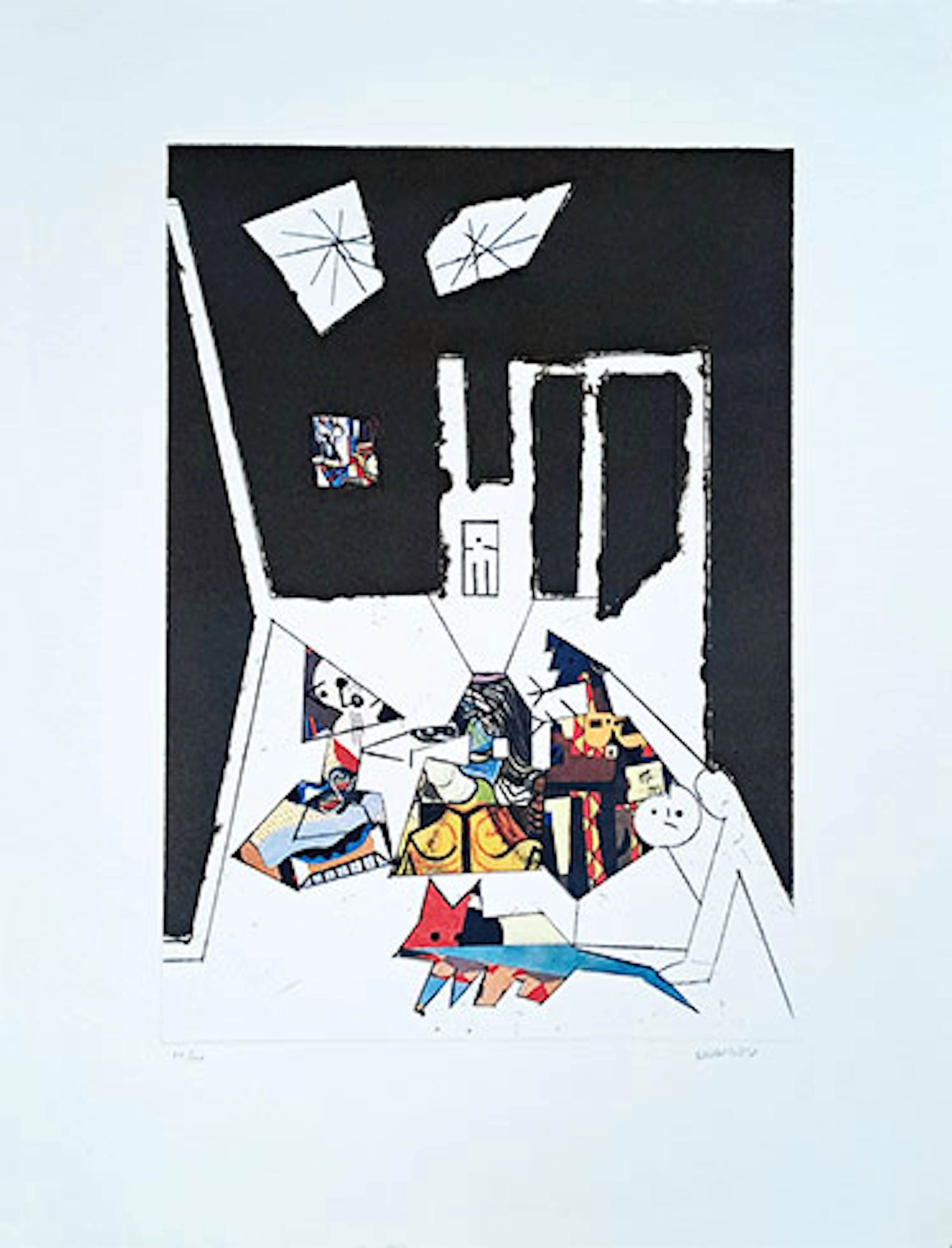 Manolo Valdés - Grabado al Aguafuerte y Collage "El Cubismo como Pretexto 7"