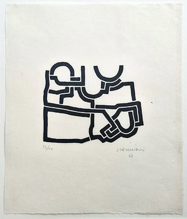 Eduardo Chillida - Xilografía sobre papel Japón "Más Allá" X