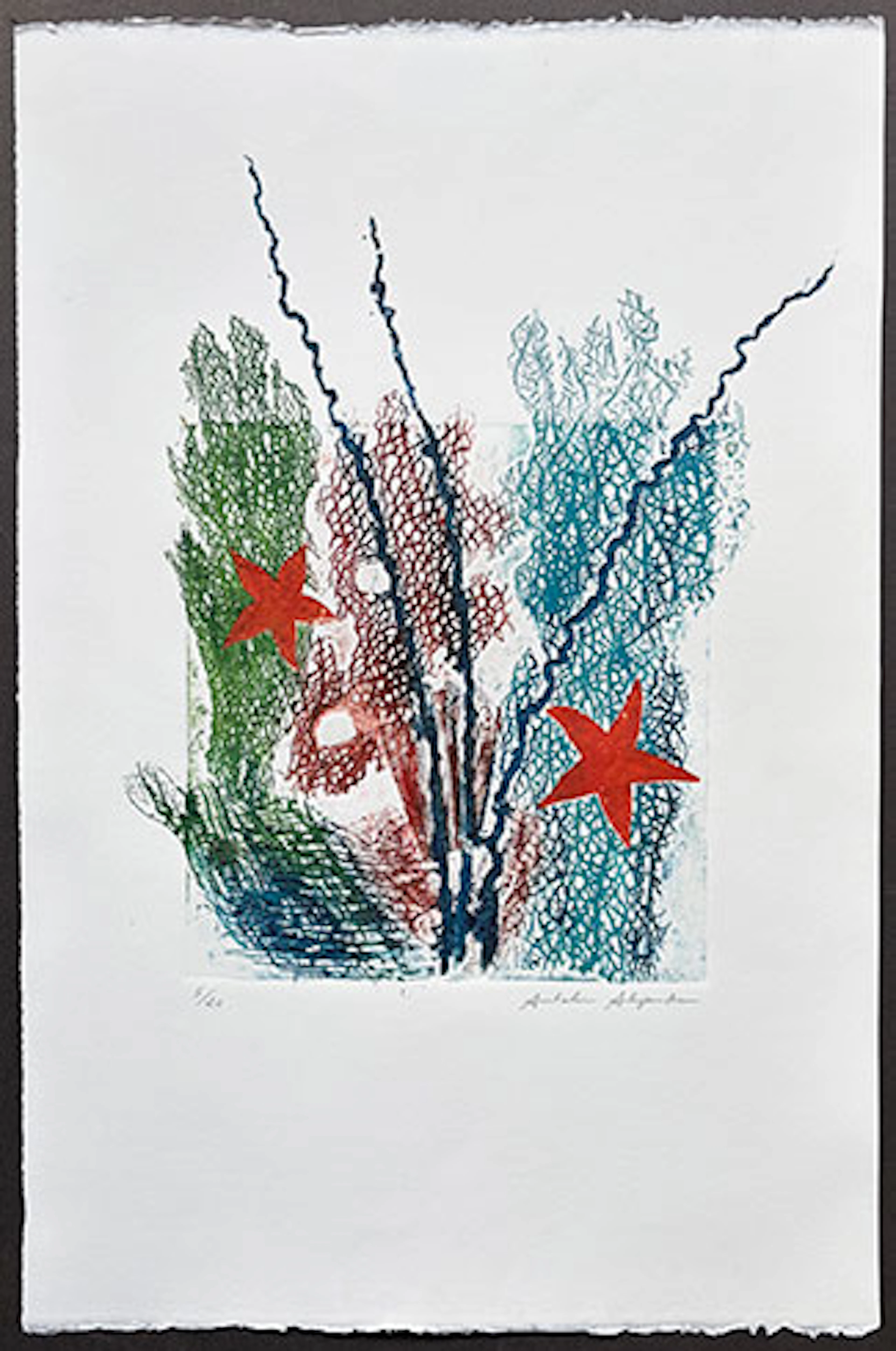 Antolín Alejandre Ruiz - Collagraph "Fondo Marino Estrellas"