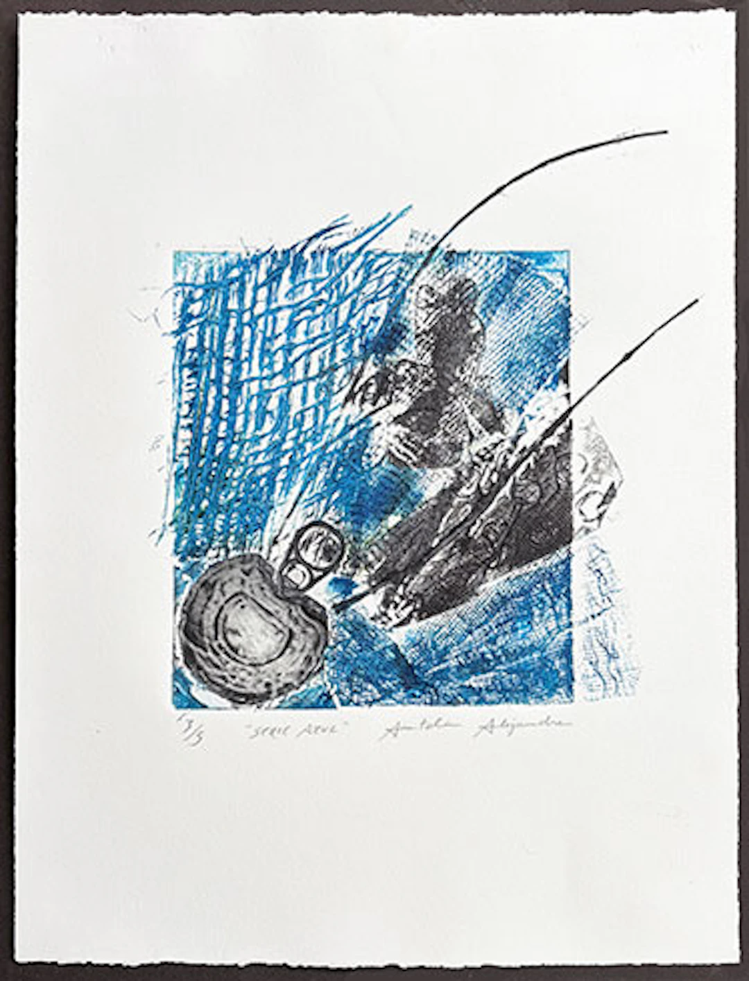 Antolín Alejandre Ruiz - Collagraph "Minotauro" (Serie Azul)