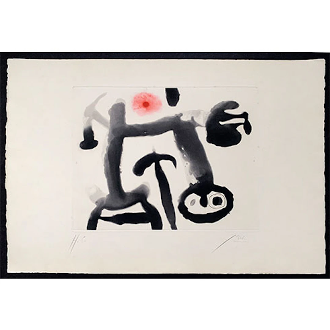 Joan Miró - Grabado lavado, Aguatinta y Aguafuerte "Le Monocle" (El Monóculo)