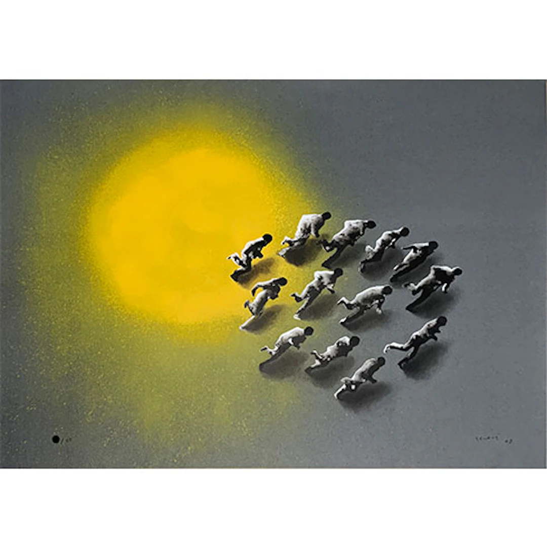 Juan Genovés - Serigrafía sobre papel Montval con sello seco de atelier