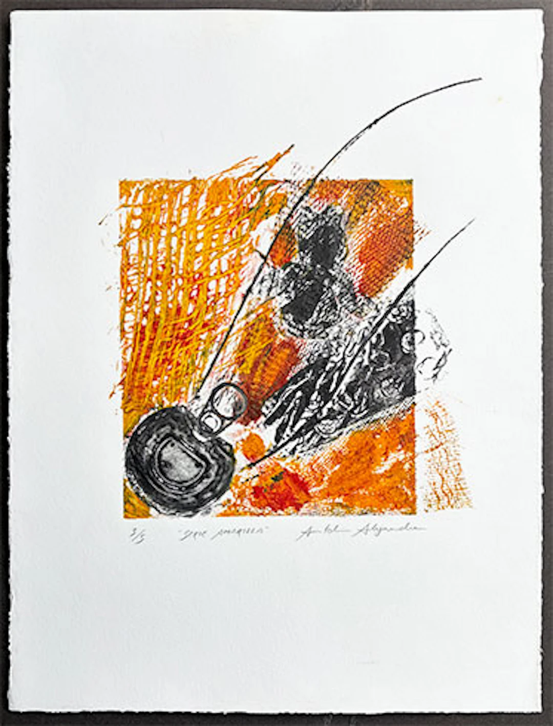 Antolín Alejandre Ruiz - Collagraph "Minotauro" (Serie Amarilla)
