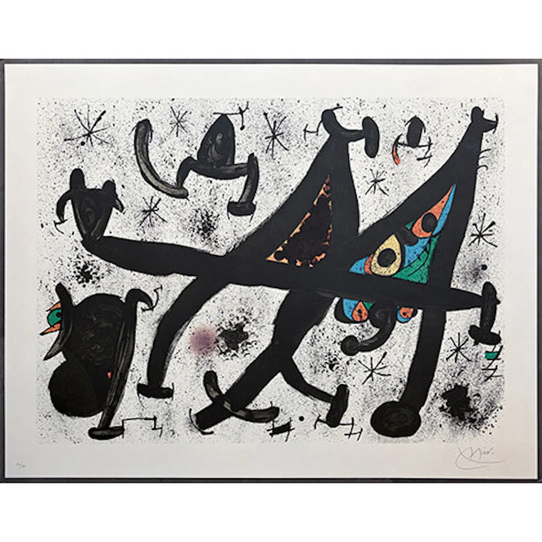 Joan Miró - Litografía en colores "Homenaje a Joan Prats"