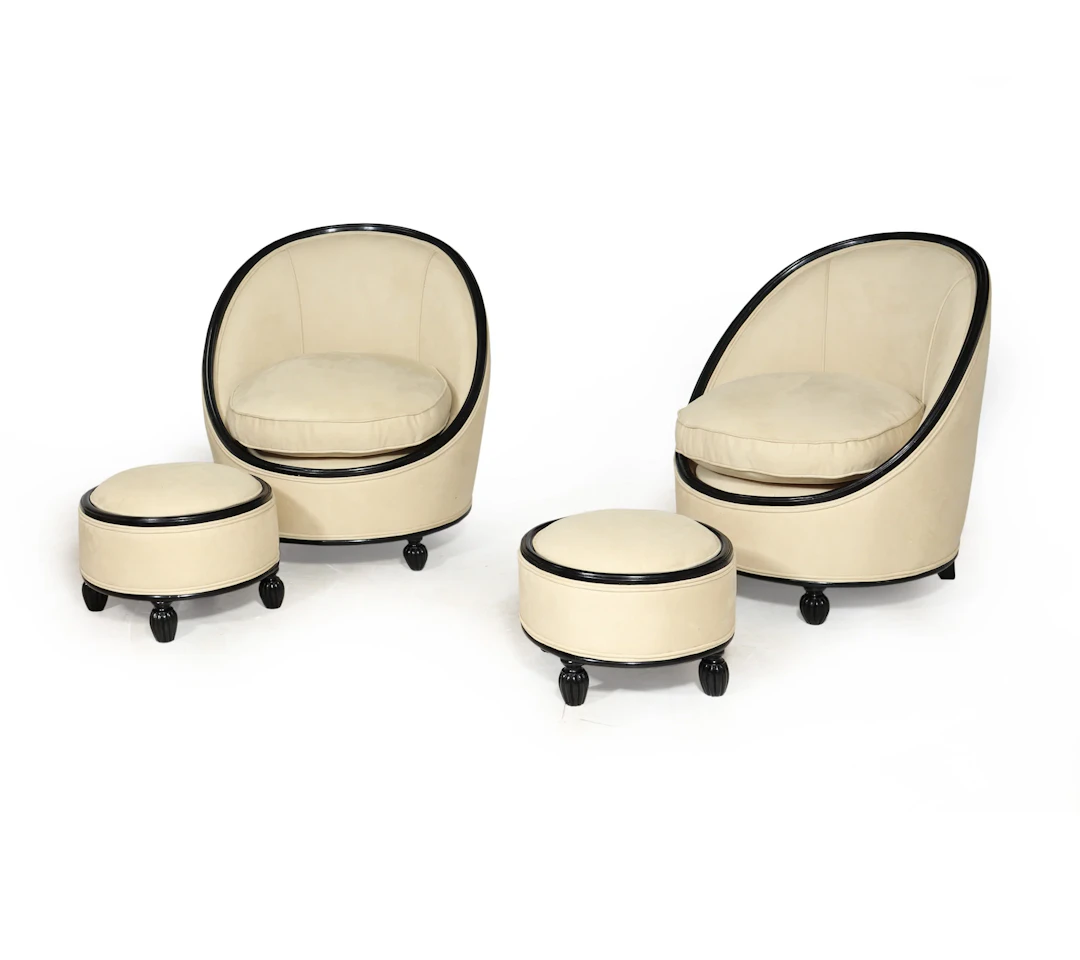 French Art Deco Salon Chairs Manner of Ruhlman c1925