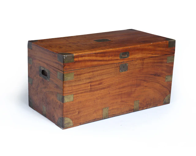 Antique Camphor wood Military Campaign Chest, Circa 1880