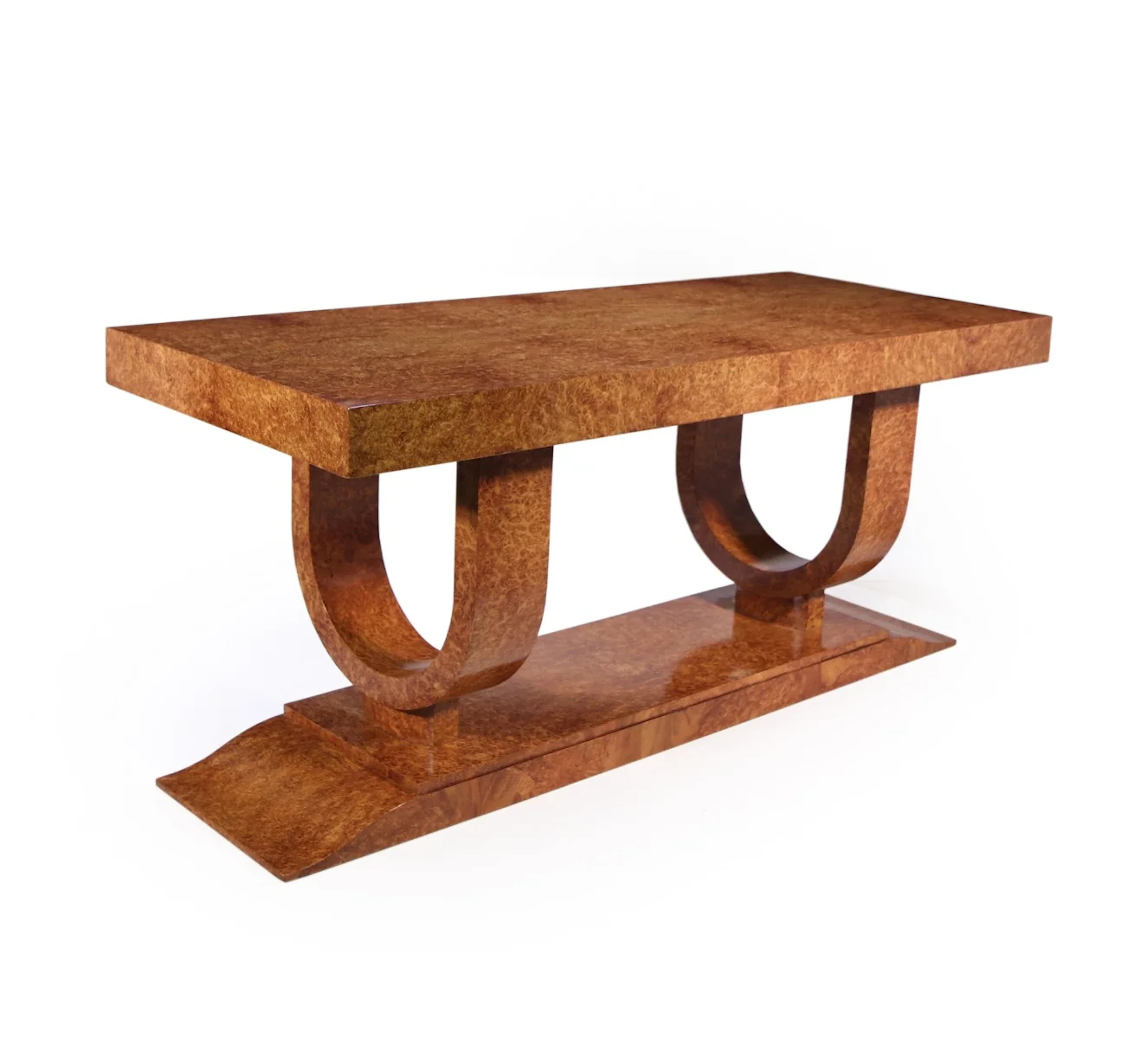 French Art Deco Center Table in Amboyna By Jean Fauré c1925