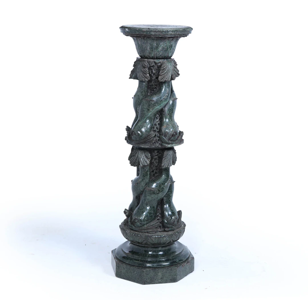 Antique Italian Serpentine Marble Pedestal c1880